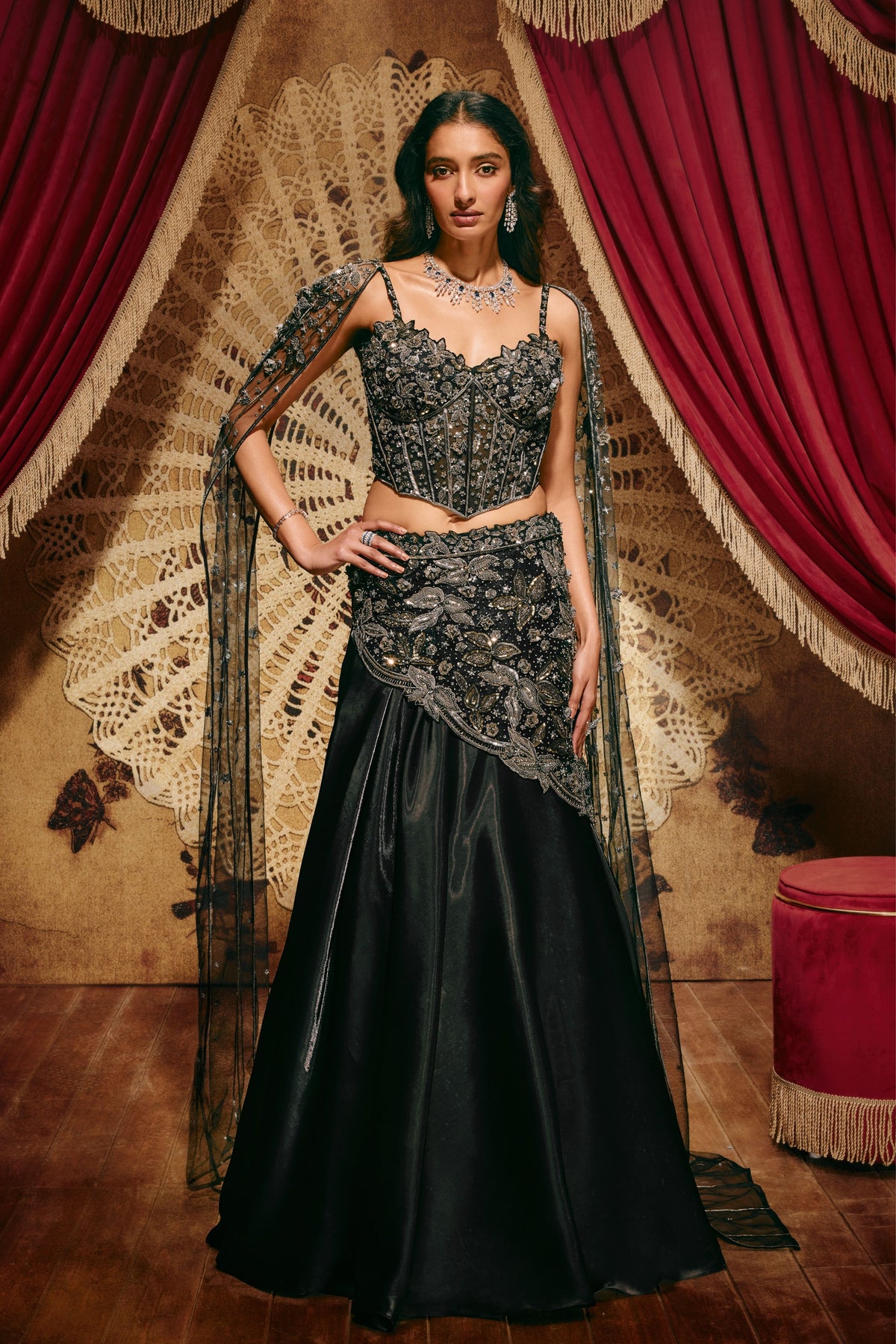 Prudence Black Lehenga Set