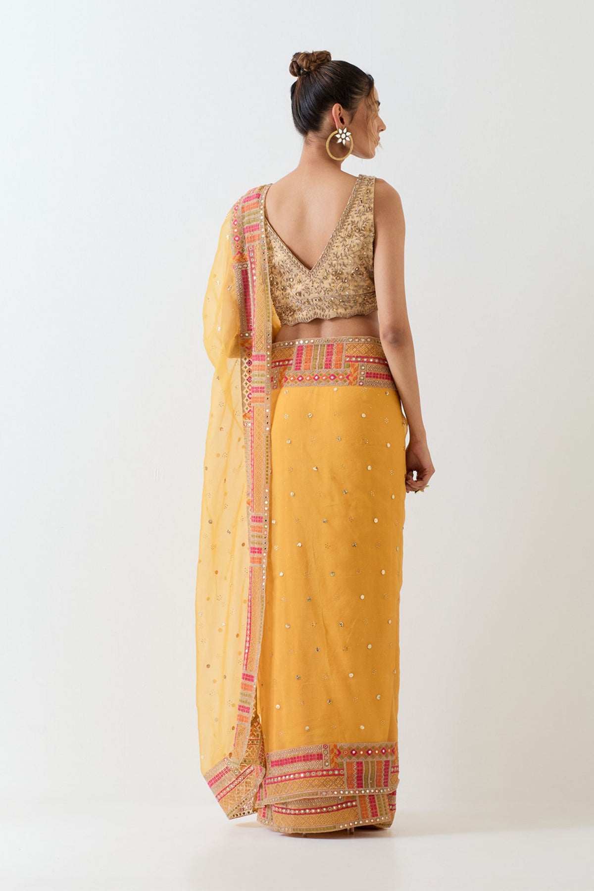 Yellow Tissue Saree Set
