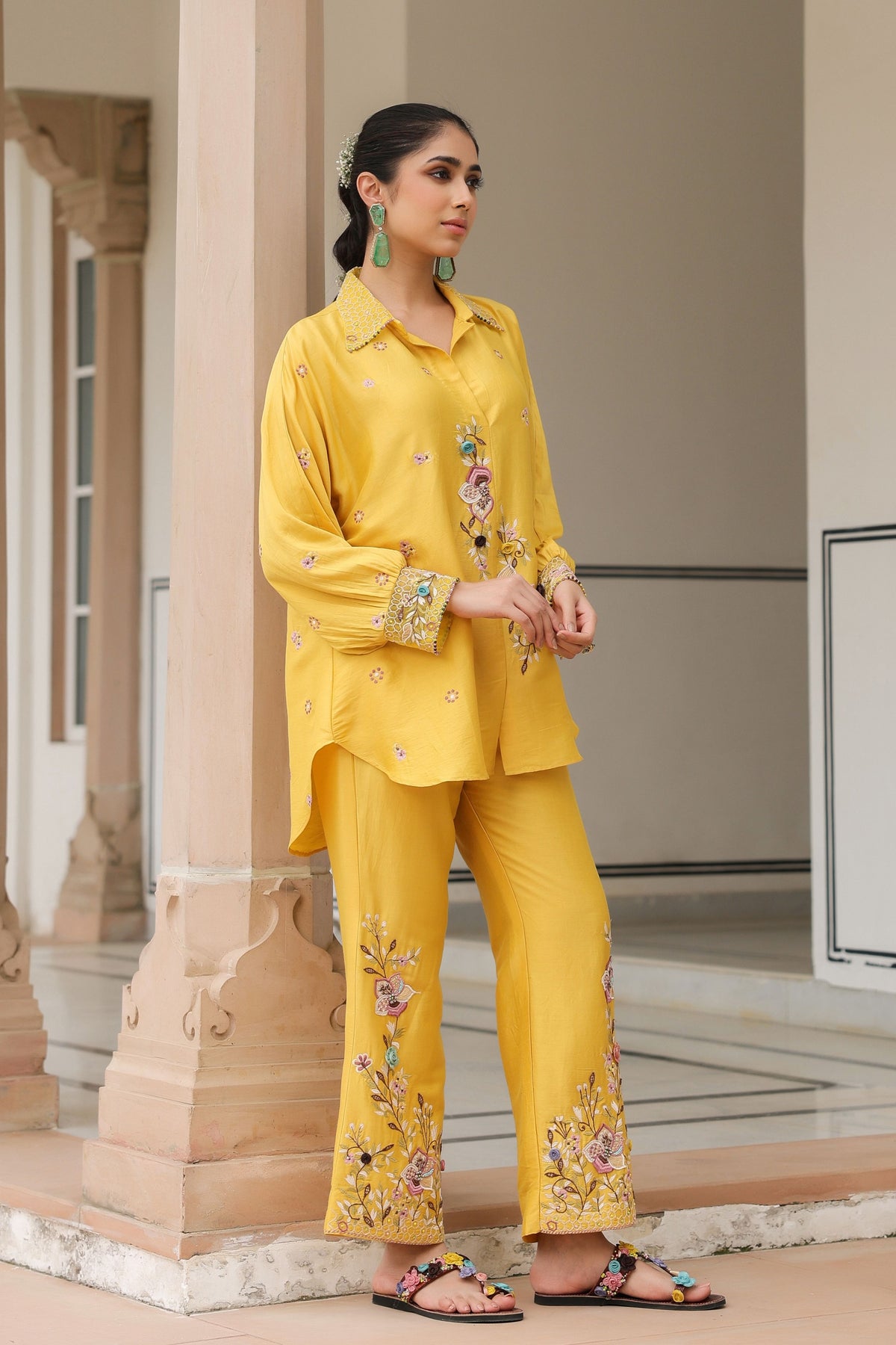 Gulzar Yellow Embroidered Co-ord Set