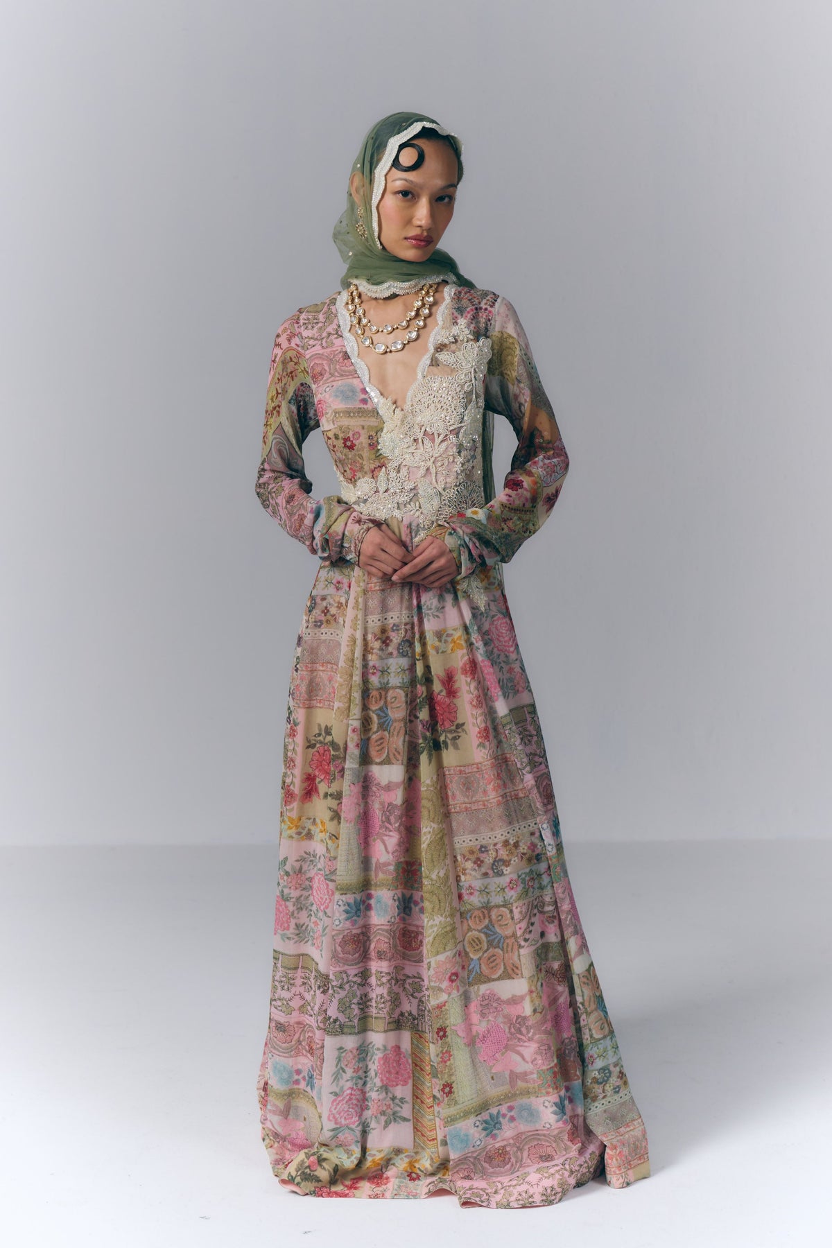 Patchwork Embroidered Anarkali Set