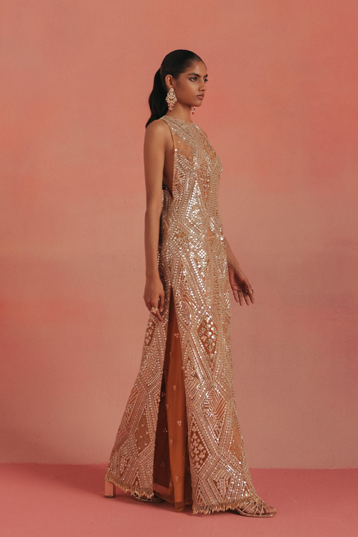 Sleeveless Long Dress Set