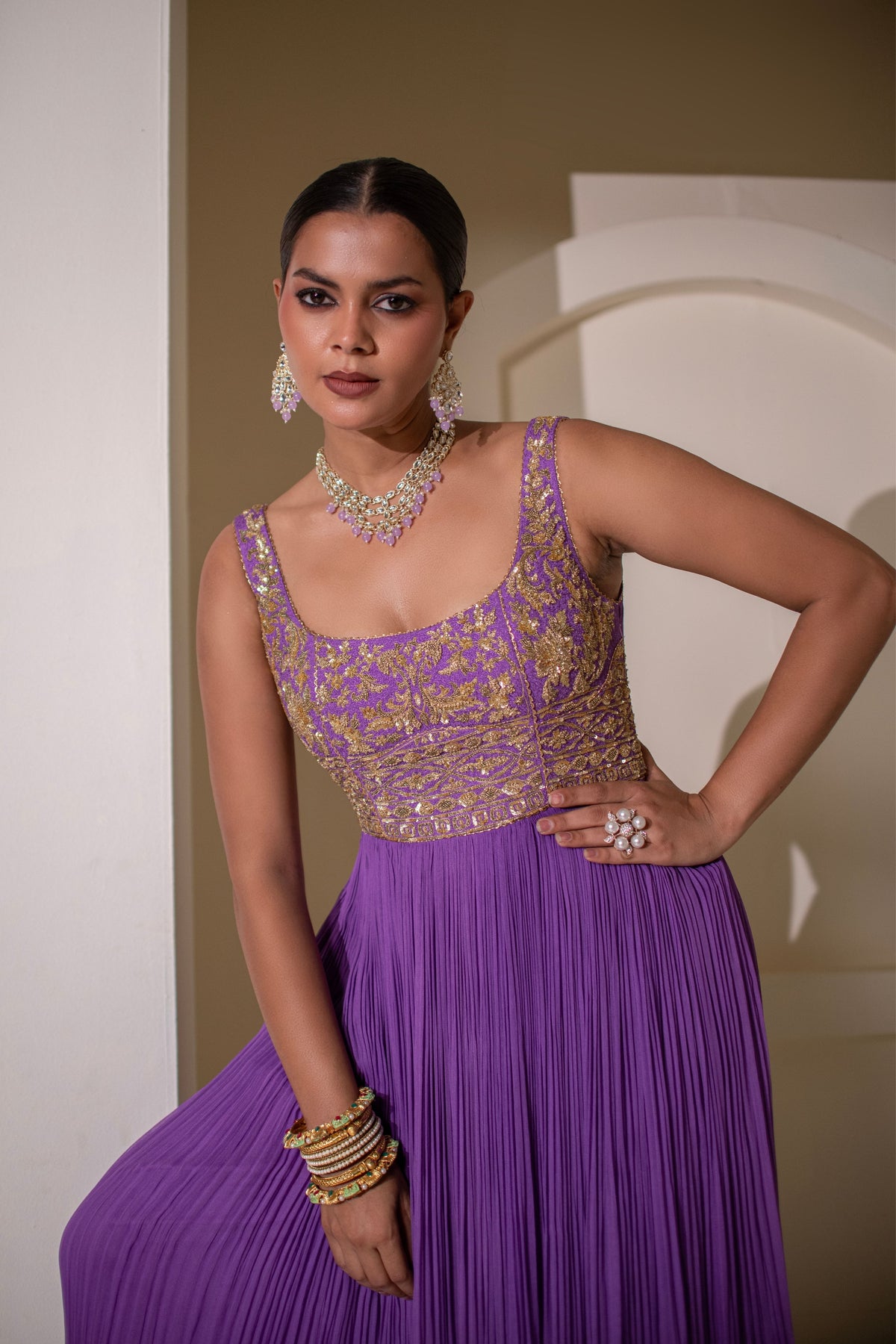 Purple Embellished Anarkali