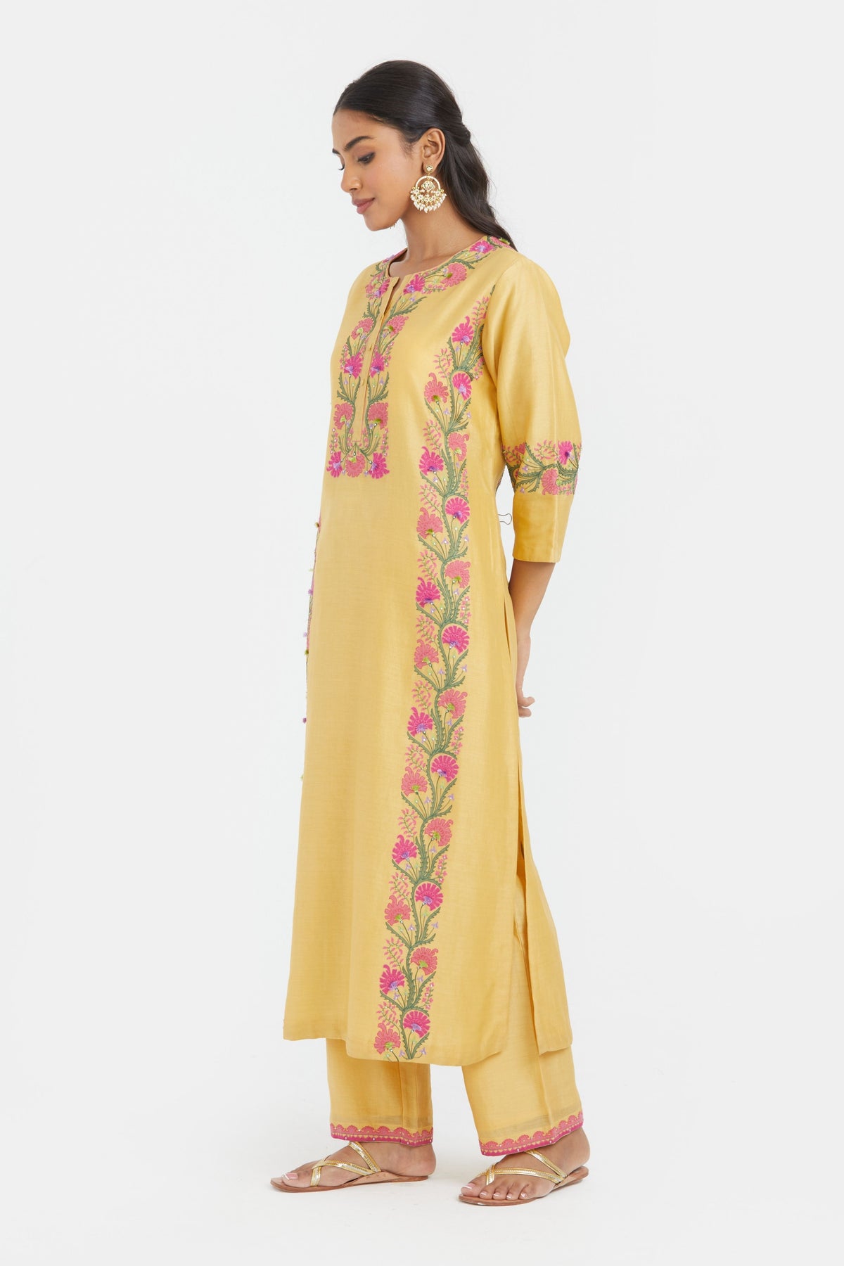 Yellow  Appliqué Kurta Set