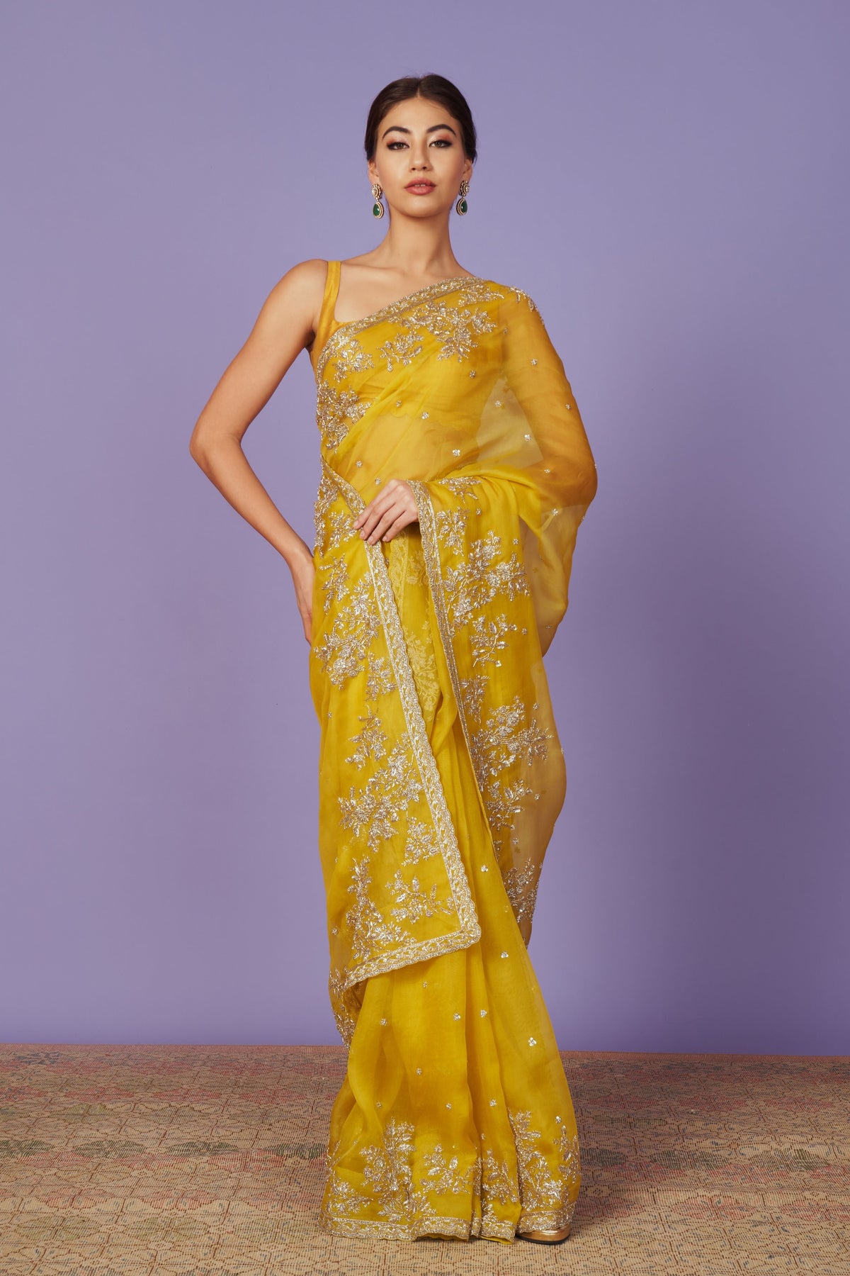 IInayat Saree Set In Lemon yellow
