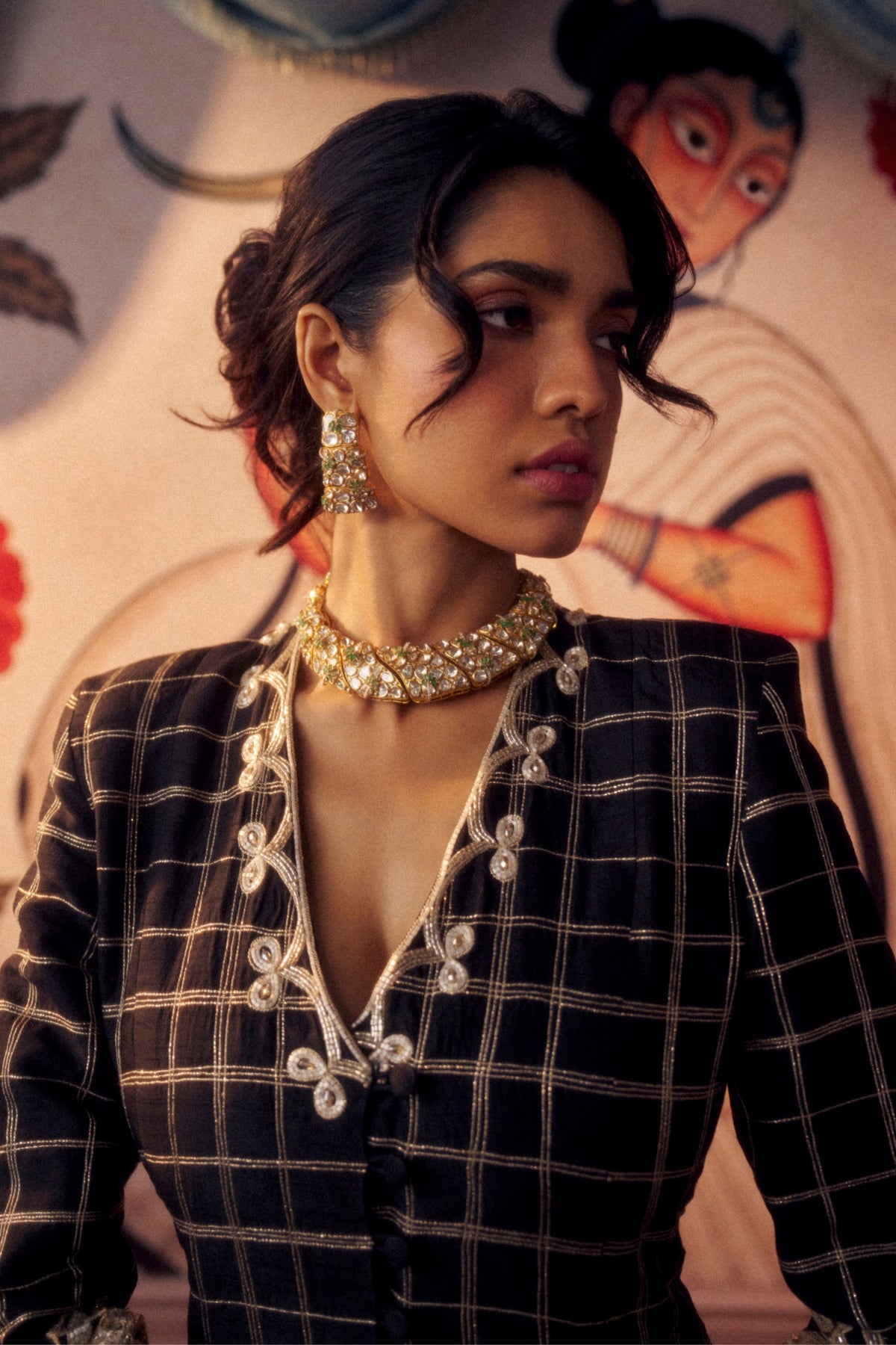 Black Gold Anarkali Set