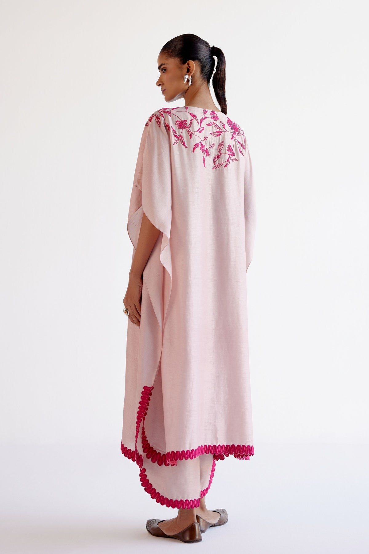 Embroidery Blush Pink Kaftan Set