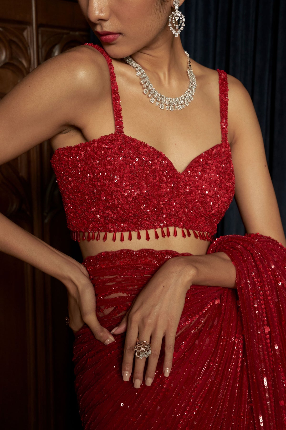 Red Statement Saree Set