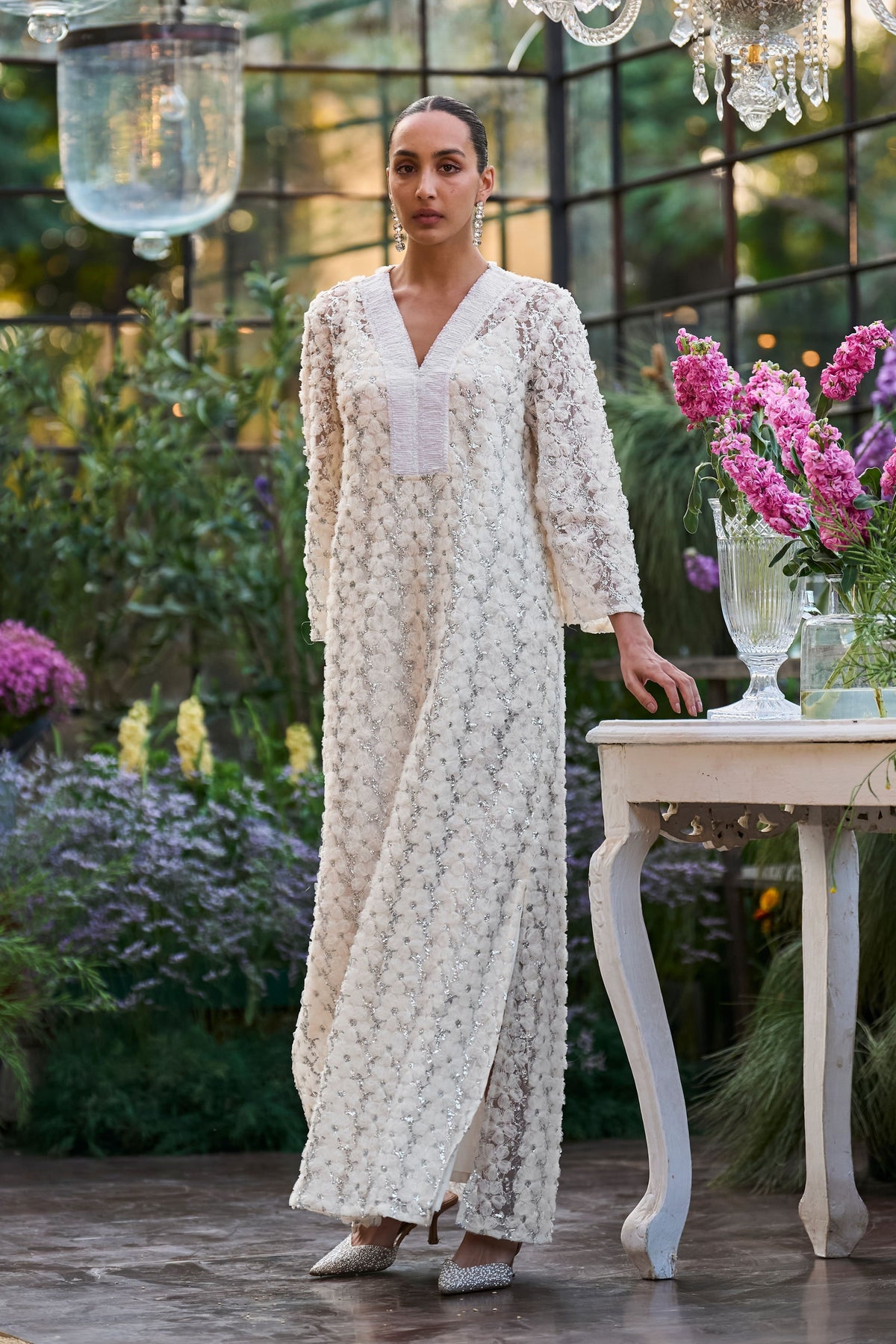 Sequin Embroidered Kaftan Dress