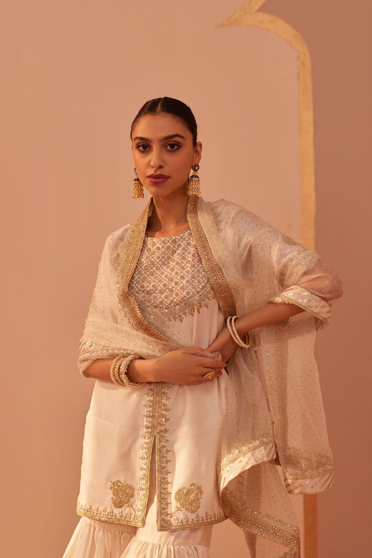 Suhair Ivory Sharara Set