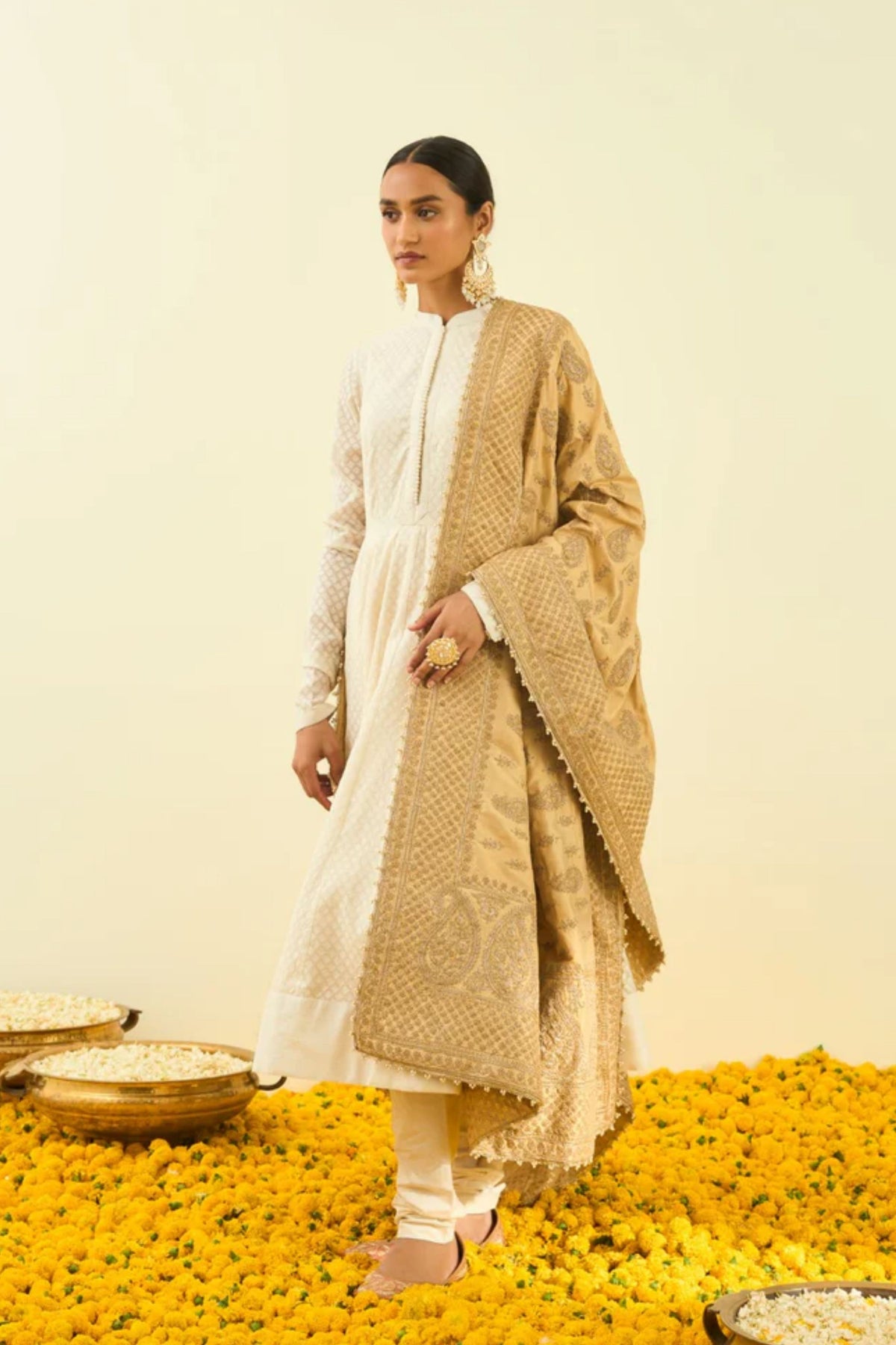 Gold tilla embroidery odhni