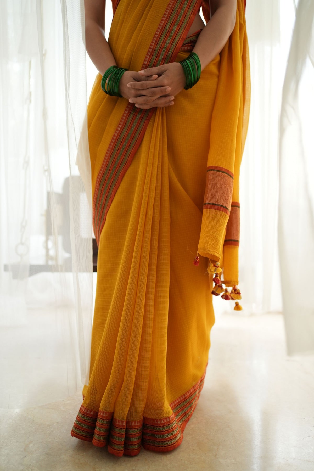 Pratima Cotton Grace Yellow Saree