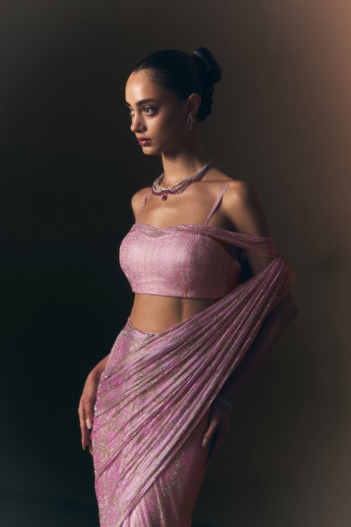 Marigold Drape Saree Set