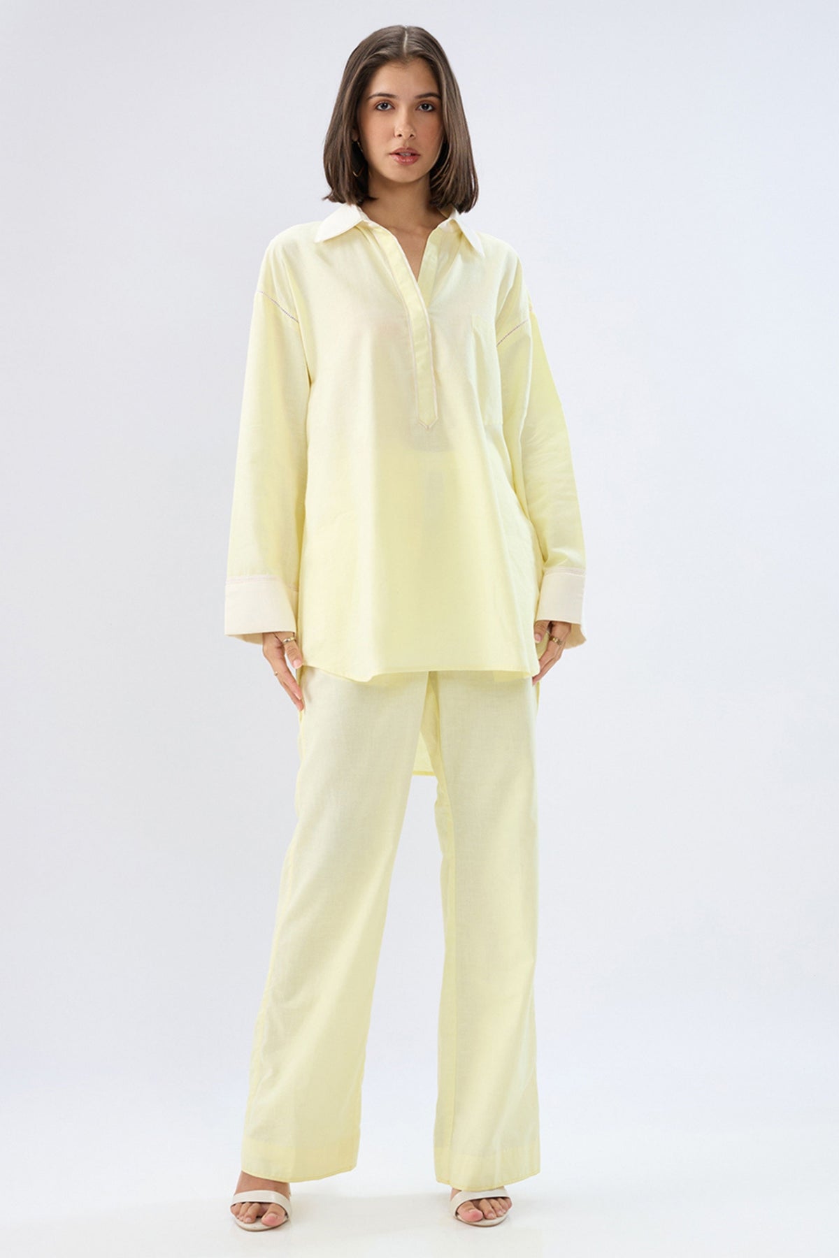 Yellow Kurta Shirt Style Co-ord Set