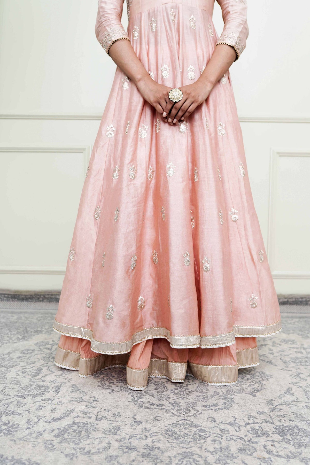 Pearl pink- taveshi anarkali set