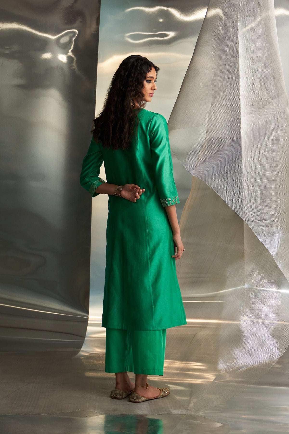 Green Straight Kurta Set
