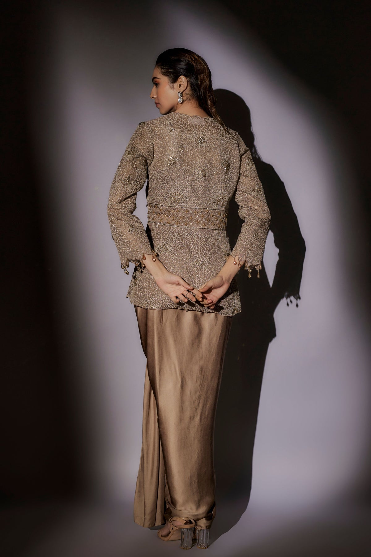 Embroided Jacket Cape Set