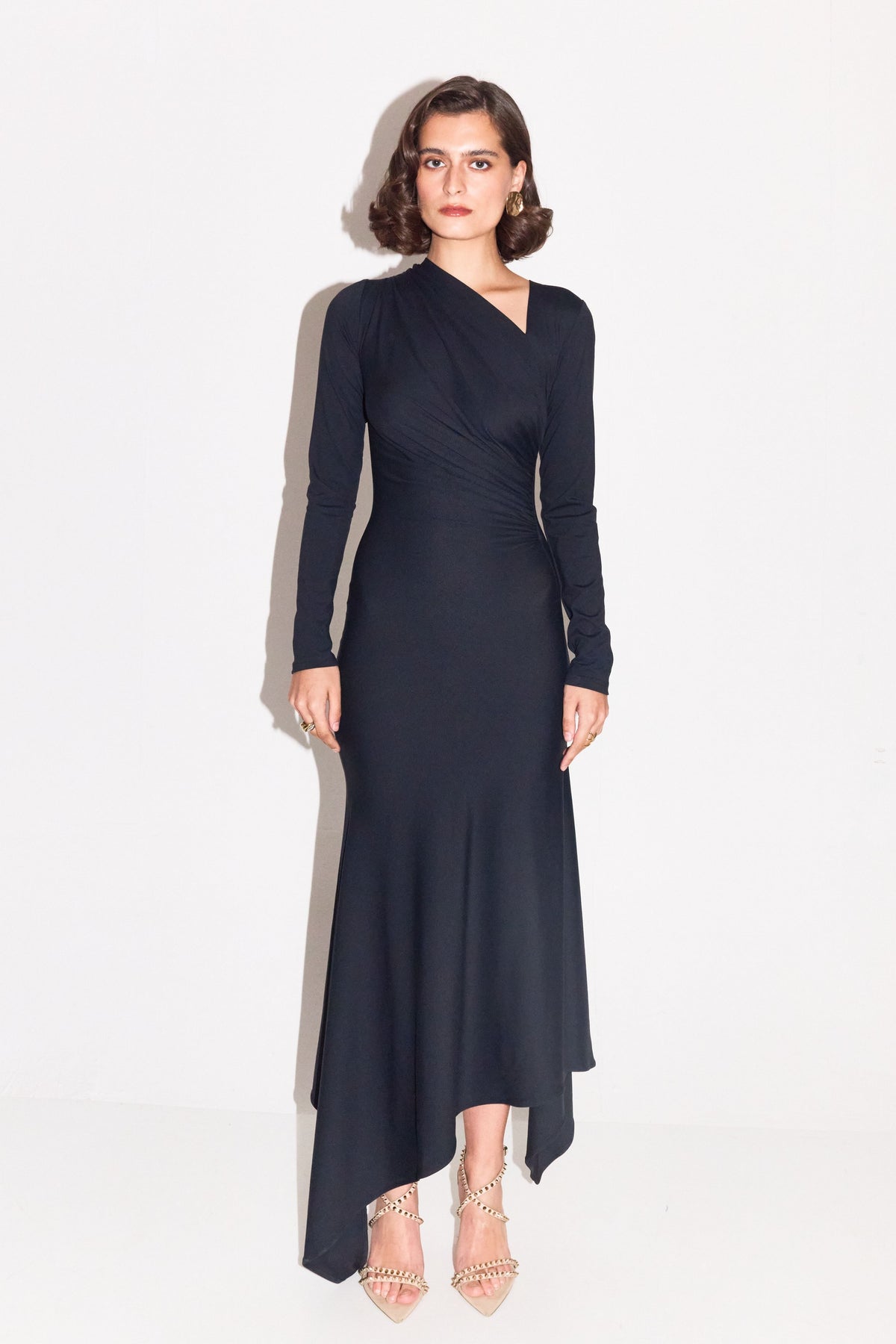 Allison Draped Black Dress