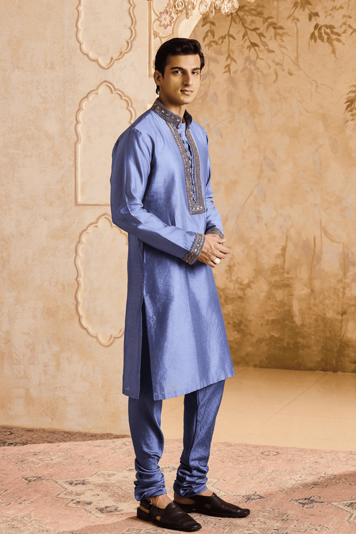 Embroidred Blue Grey Kurta Set