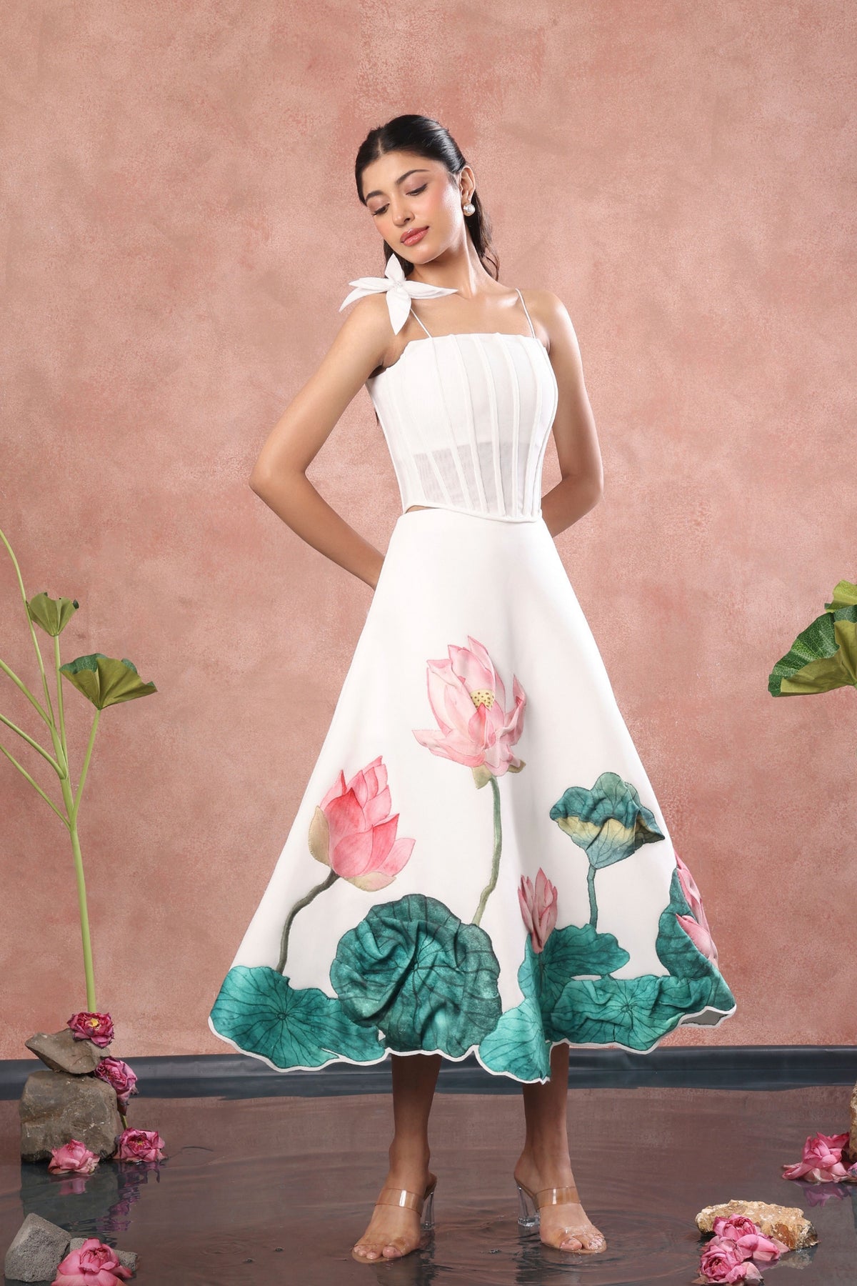 Printed Skirt Corset Flower Set