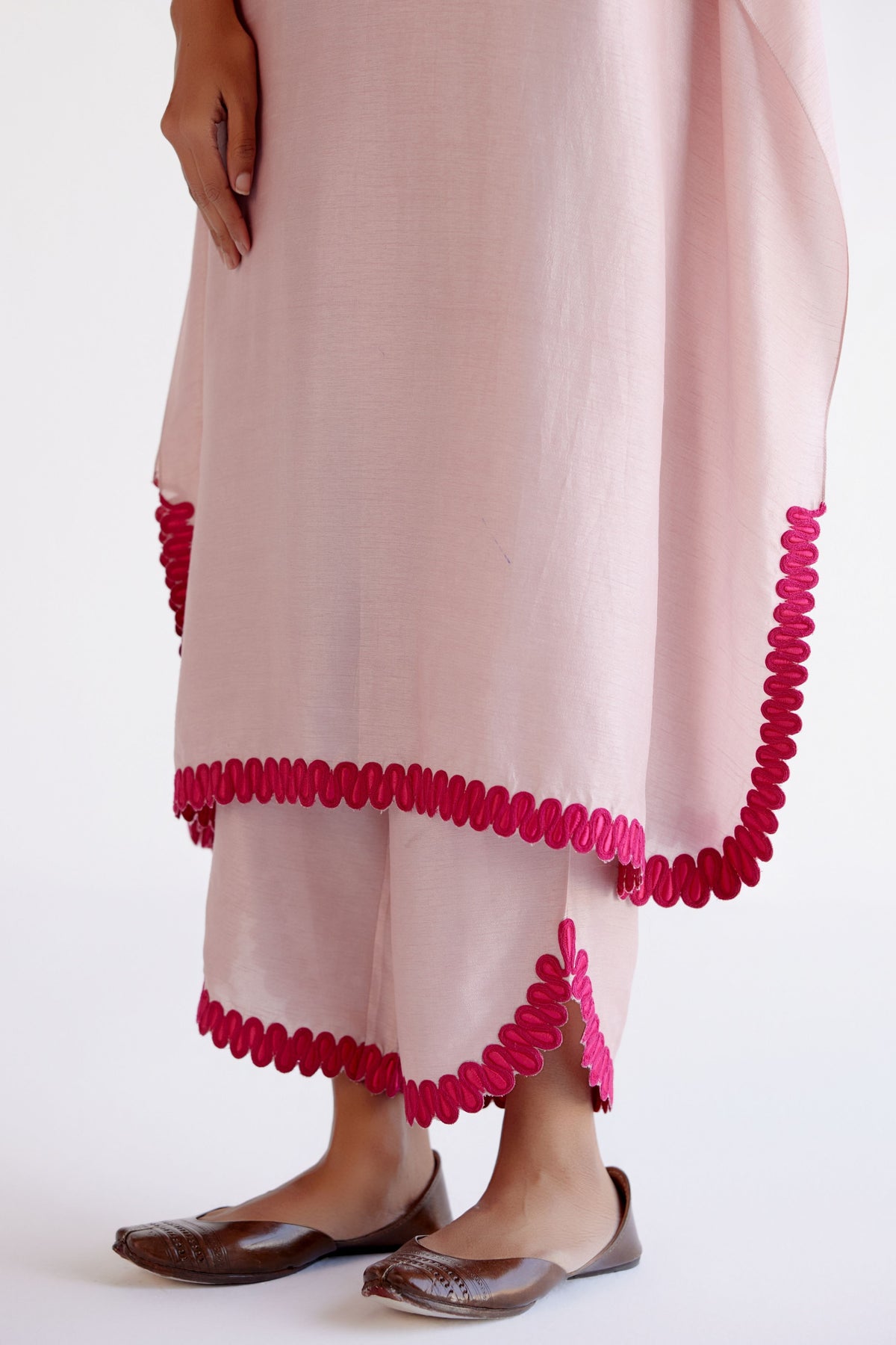 Embroidery Blush Pink Kaftan Set