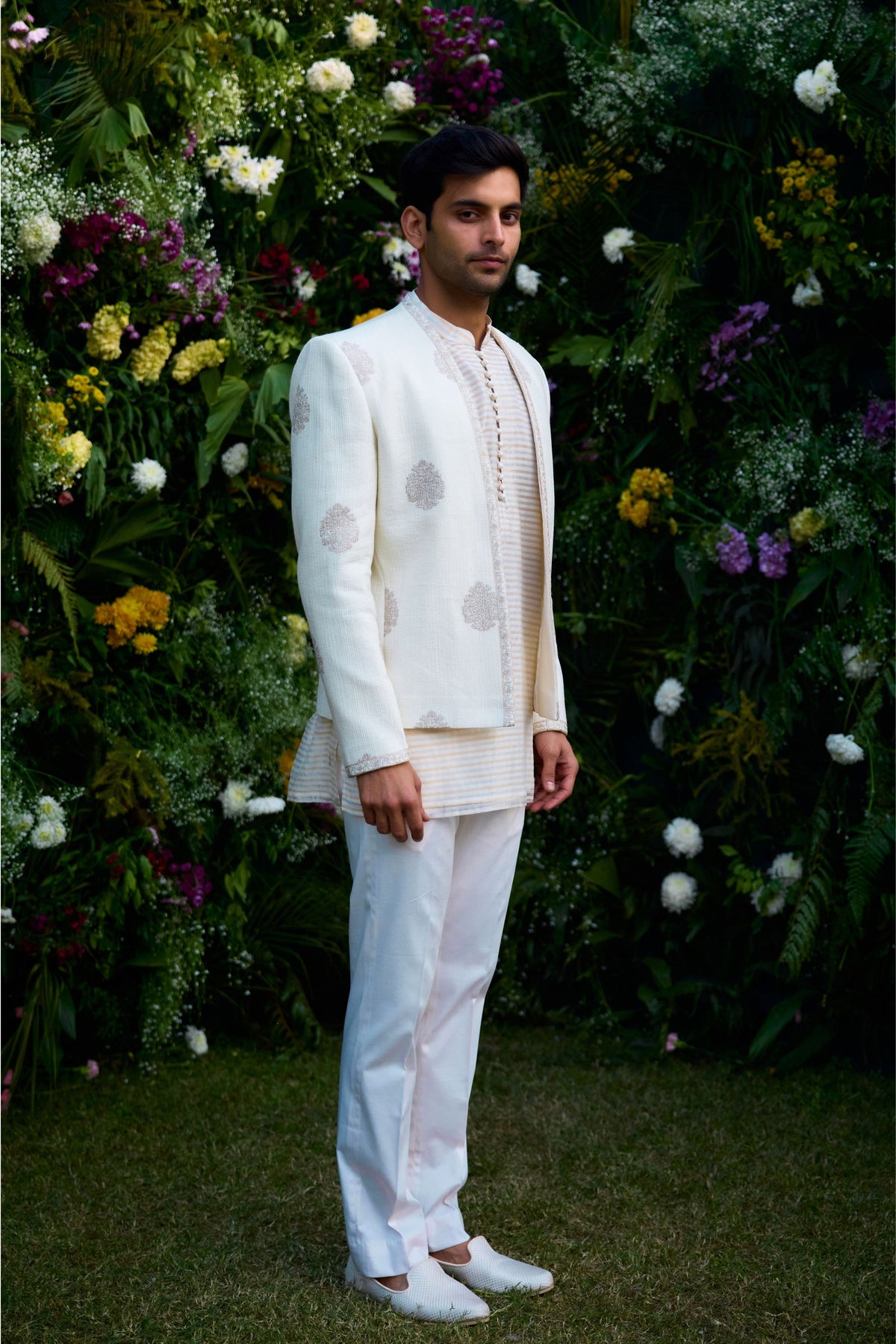 Pristine White Kurta Set With Jacket