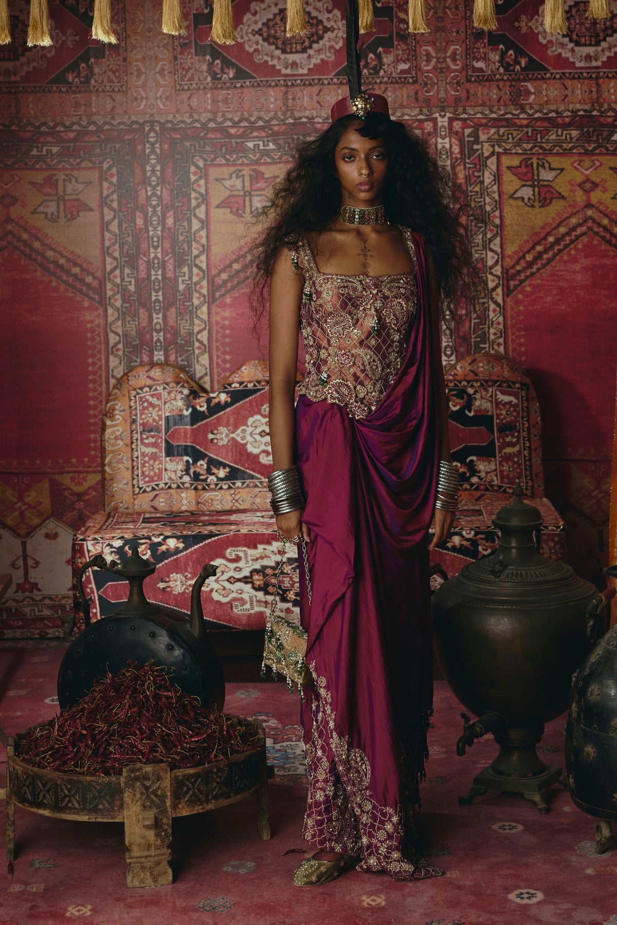 Purple Drape Corset Set