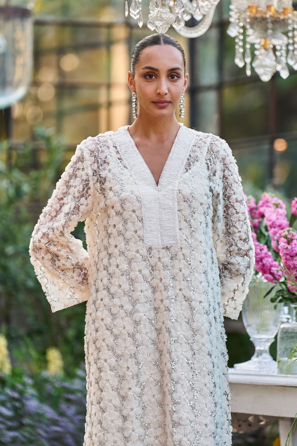Sequin Embroidered Kaftan Dress