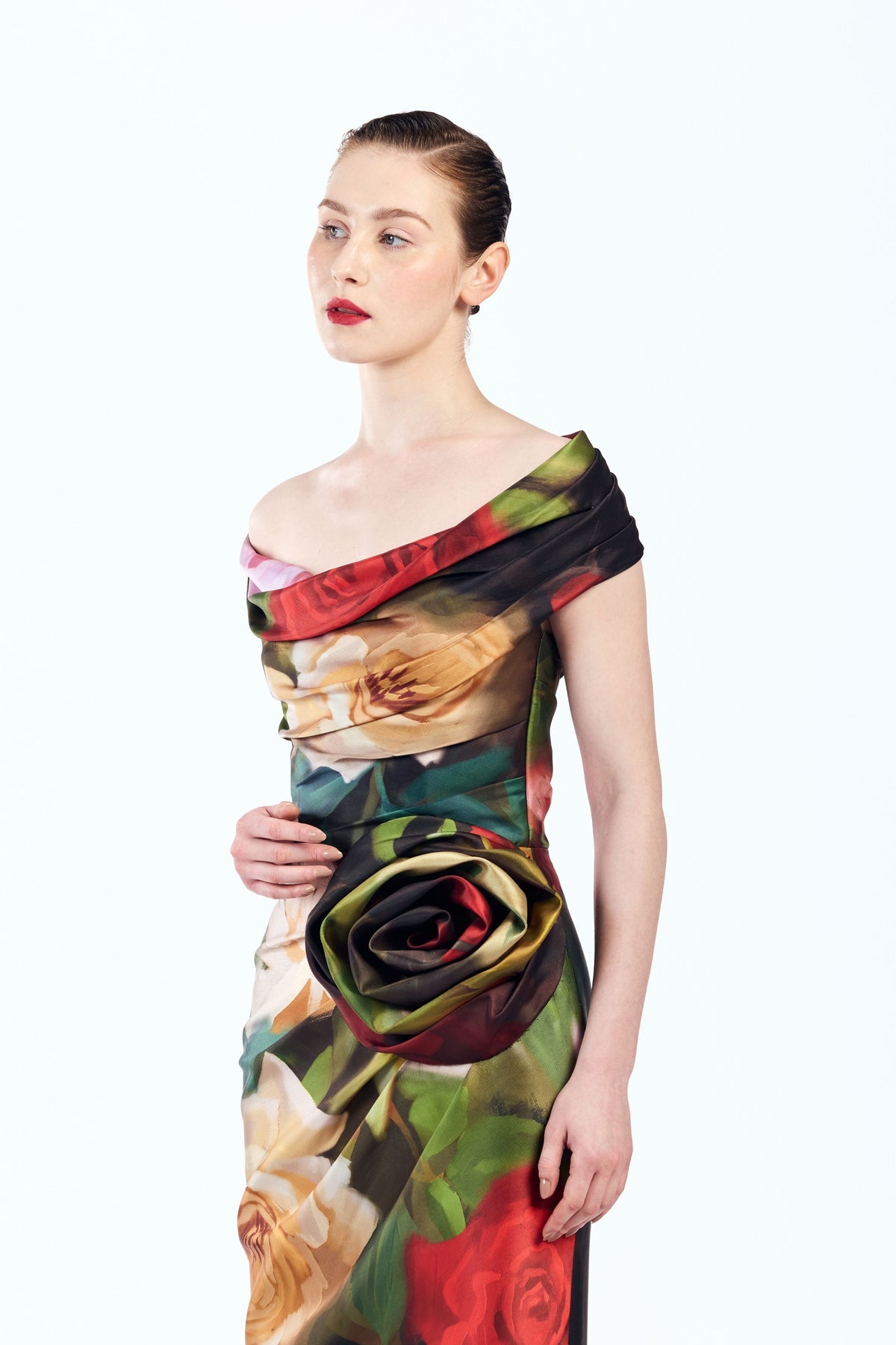 Off Shoulder Draped Gown