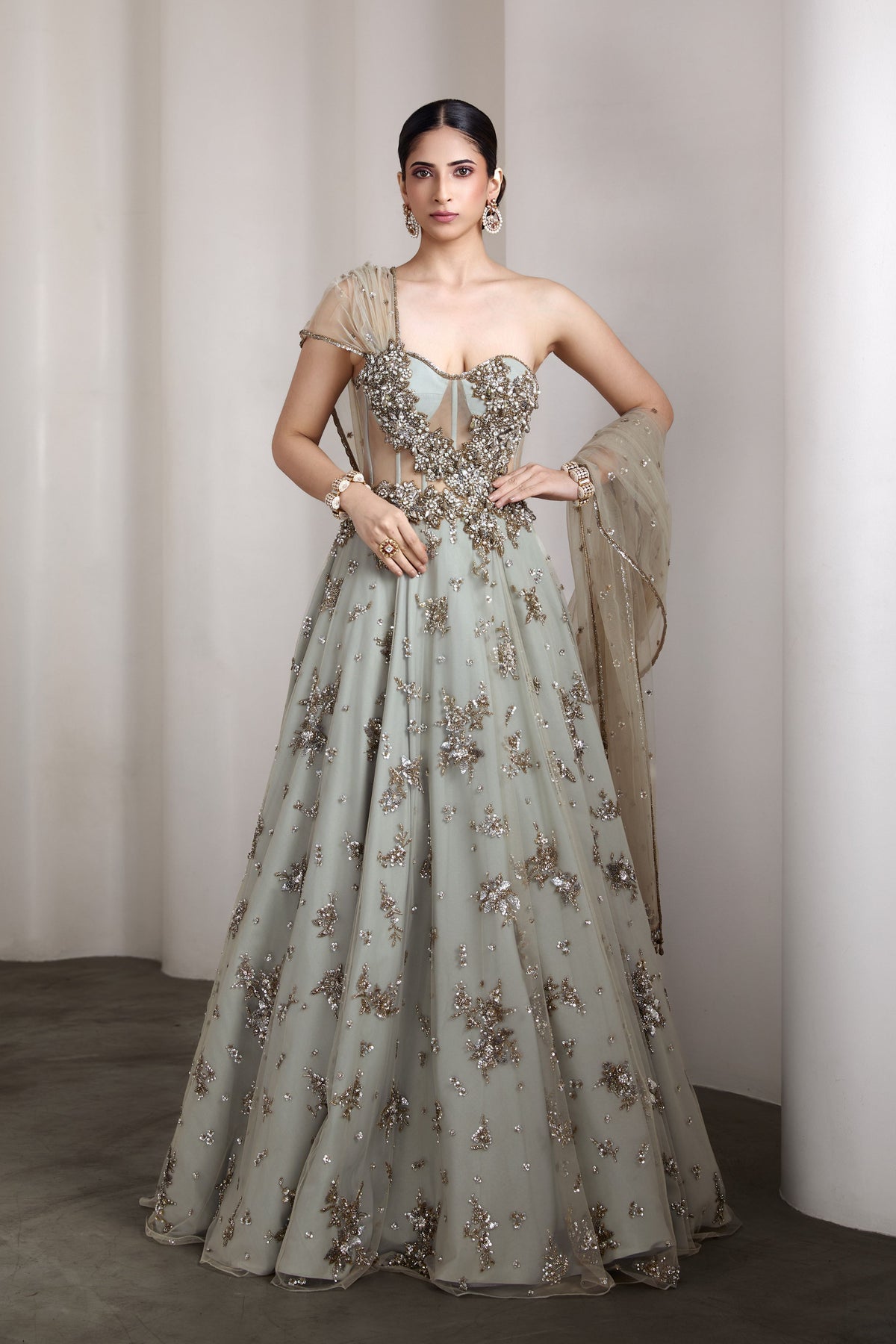 Grey Corset Fit Gown