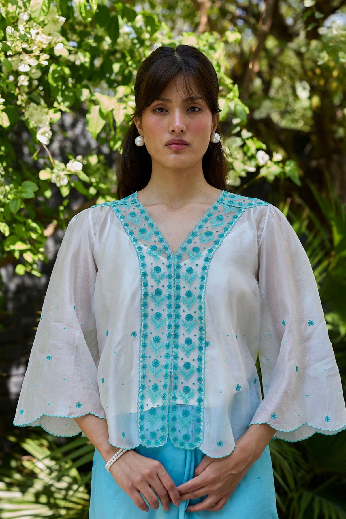 River Fork Ivory Embroidered Blouse