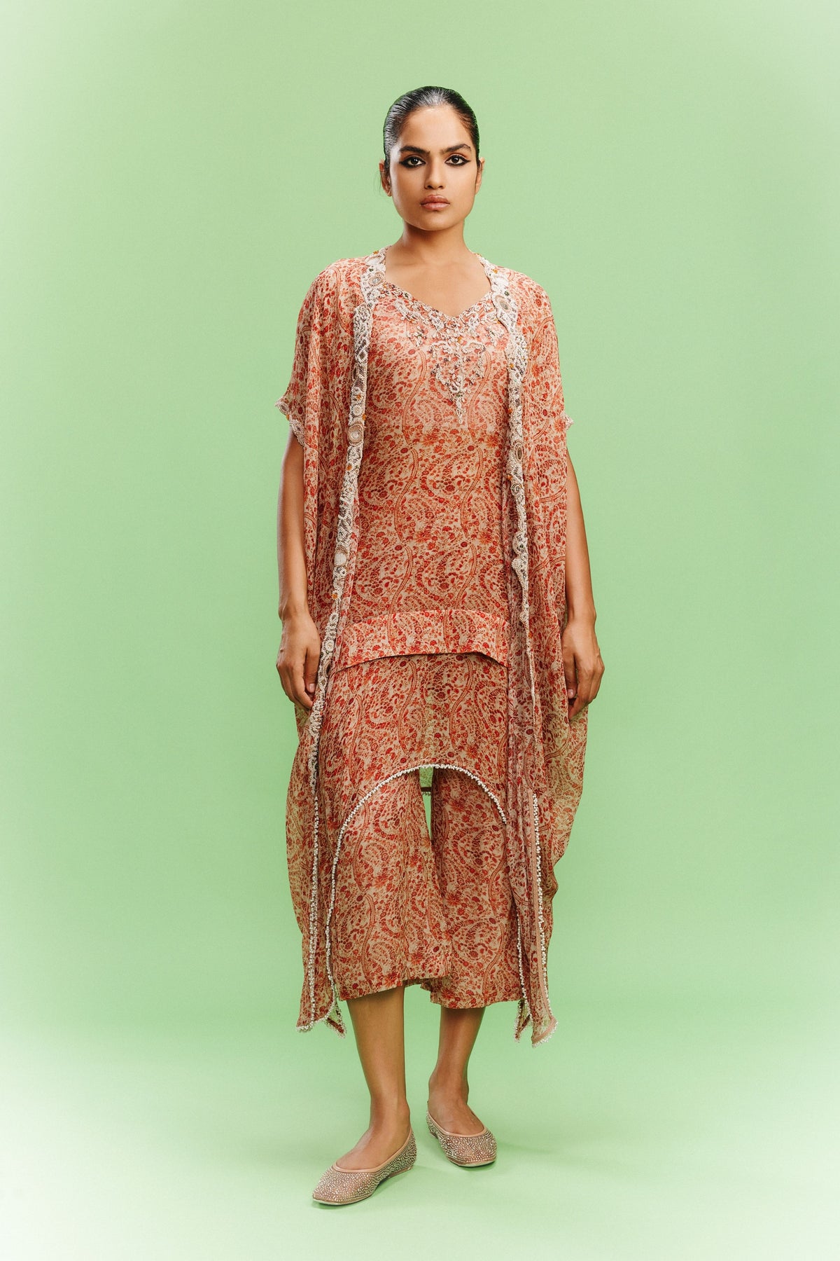 Arlette Burnt Orange Cape Set