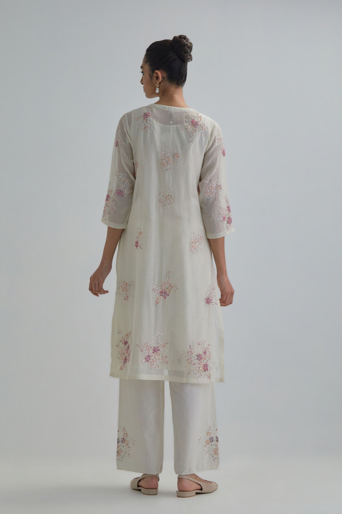 Pink Beaded Kurta Set