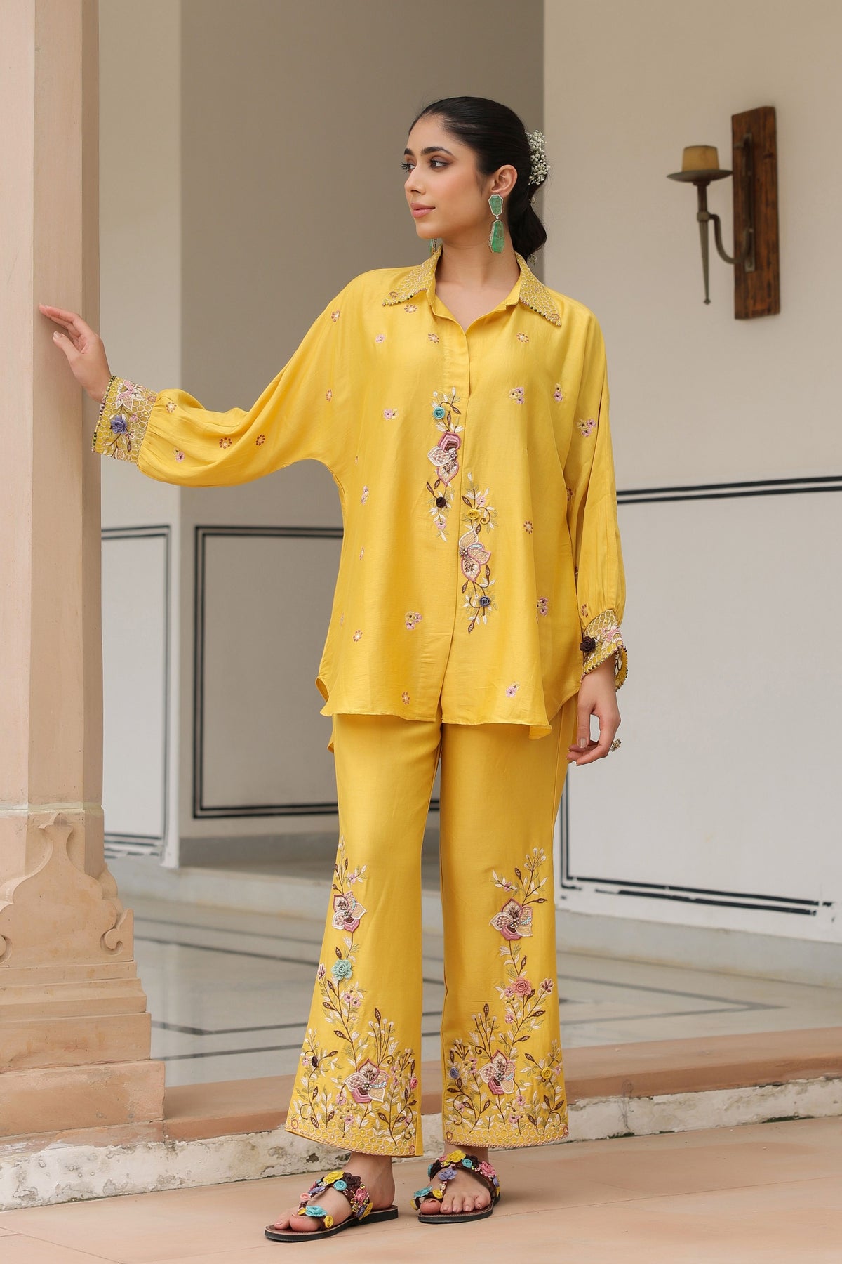 Gulzar Yellow Embroidered Co-ord Set