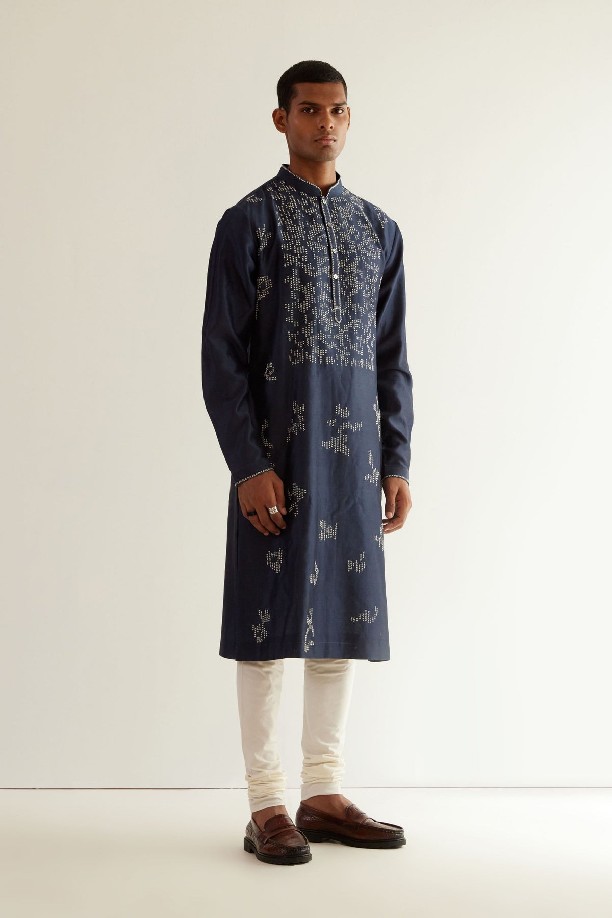 Camo Block V-notch Embroidery Kurta Set