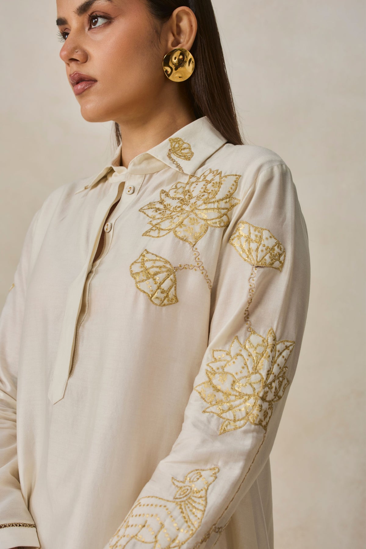 Assmmetrical Chanderi Kurta With Pants Set