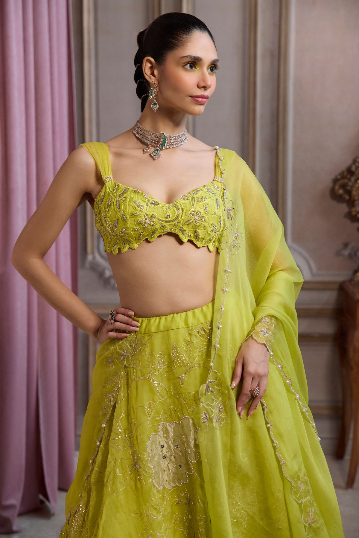 Neon Green Lehenga Set
