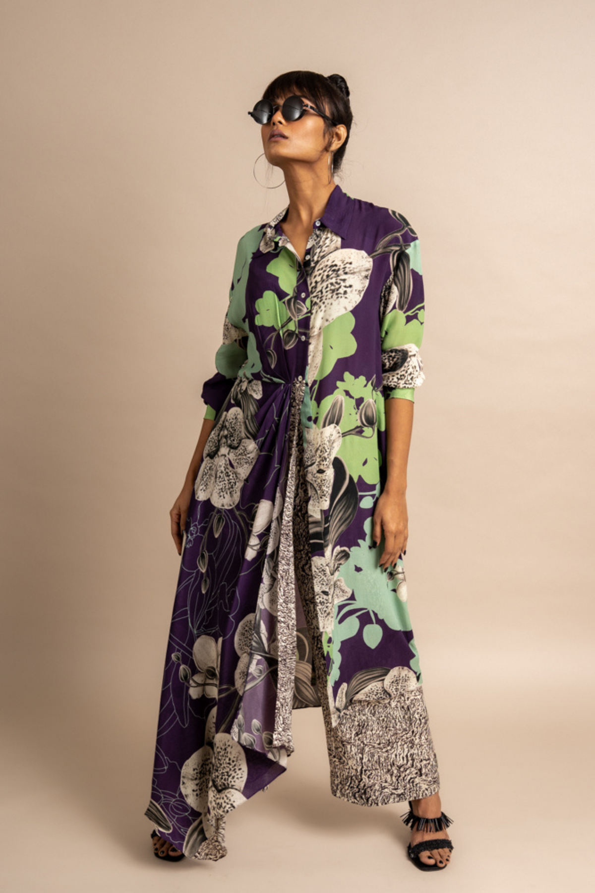 Aubergine Print Shirt With Pant