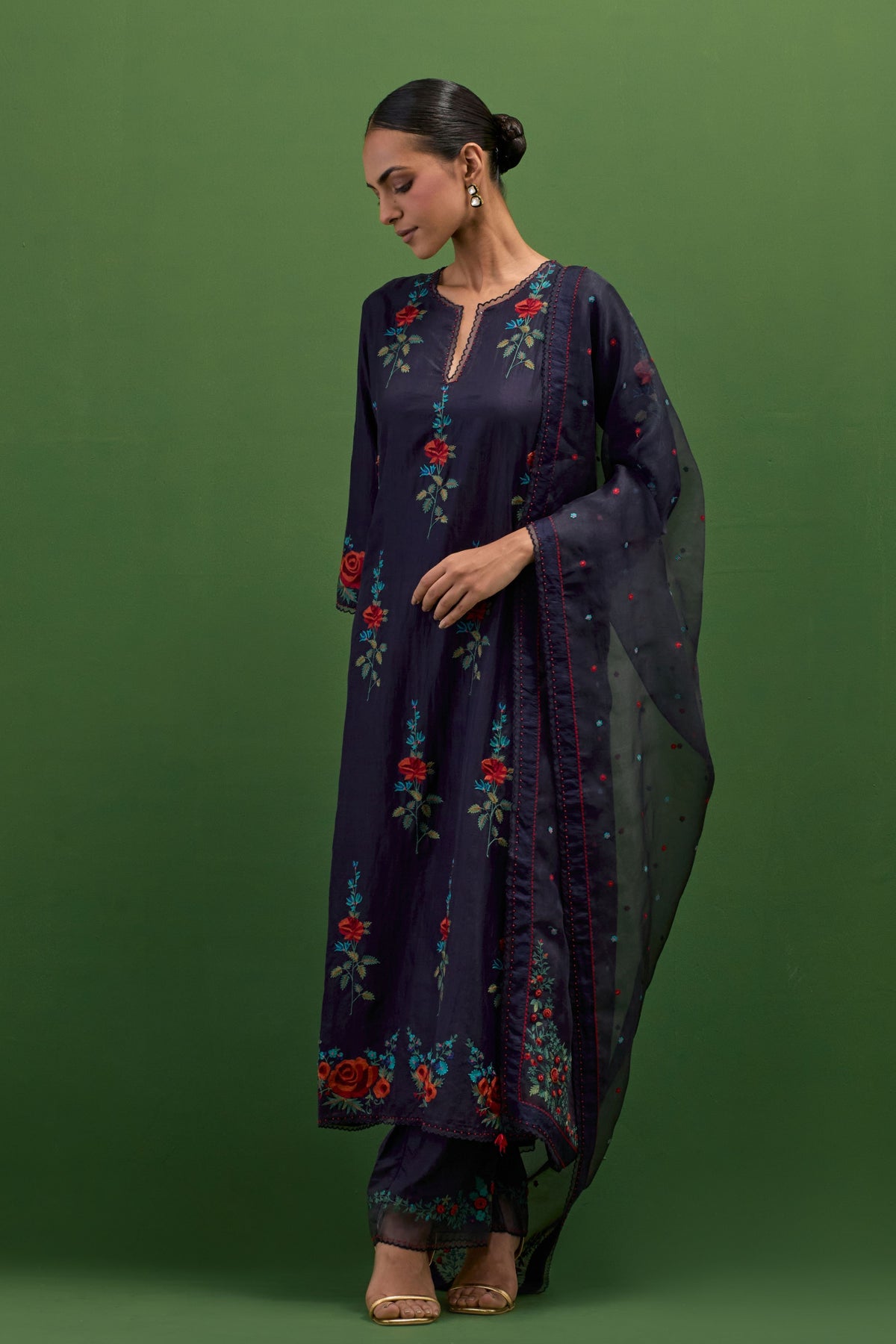 Midnight Embroidery Straight Kurta Set