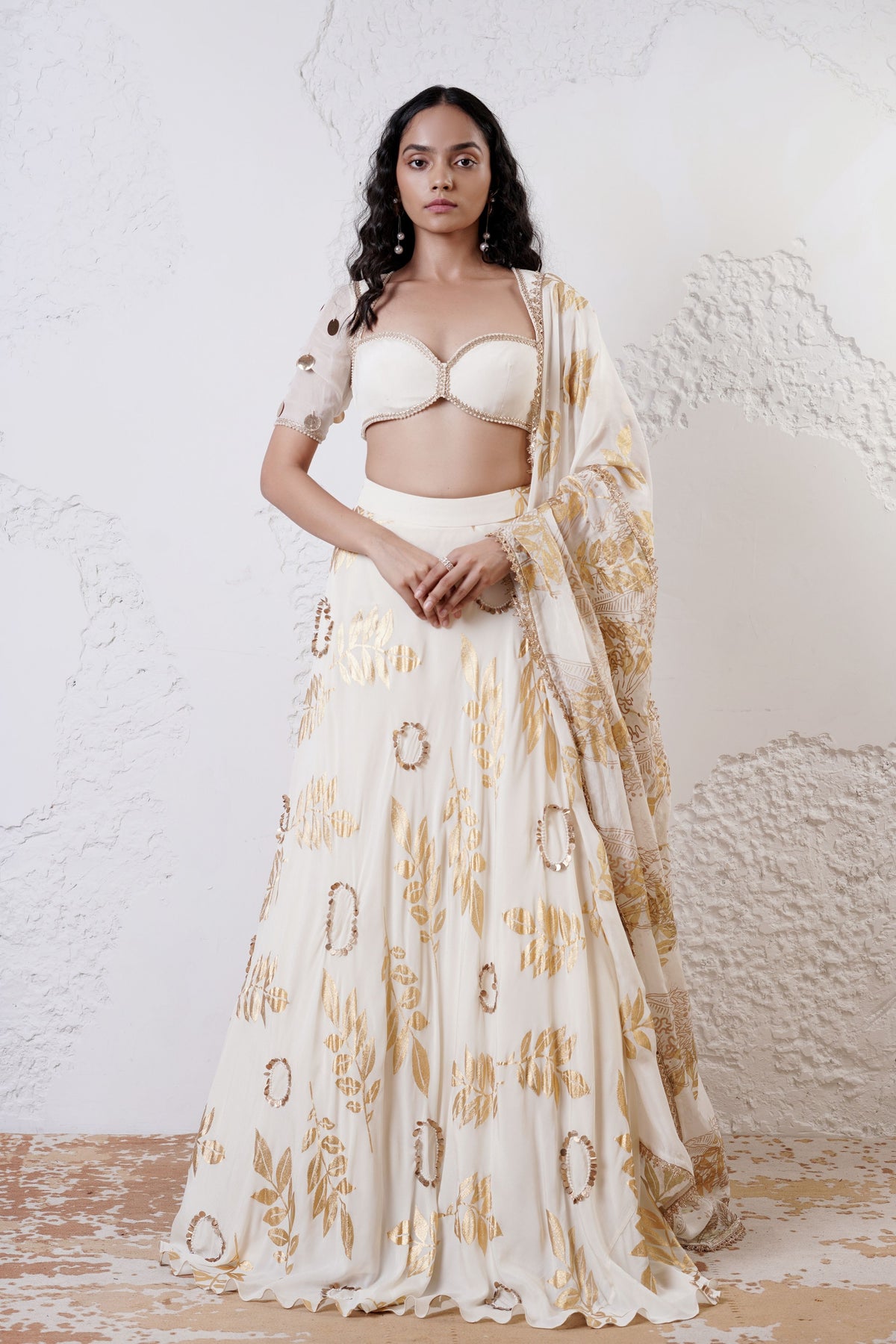 Ivory Embroidered Lehenga Set