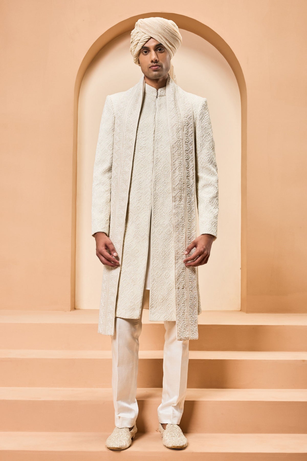 Pintex Pearl Accent Sherwani Set