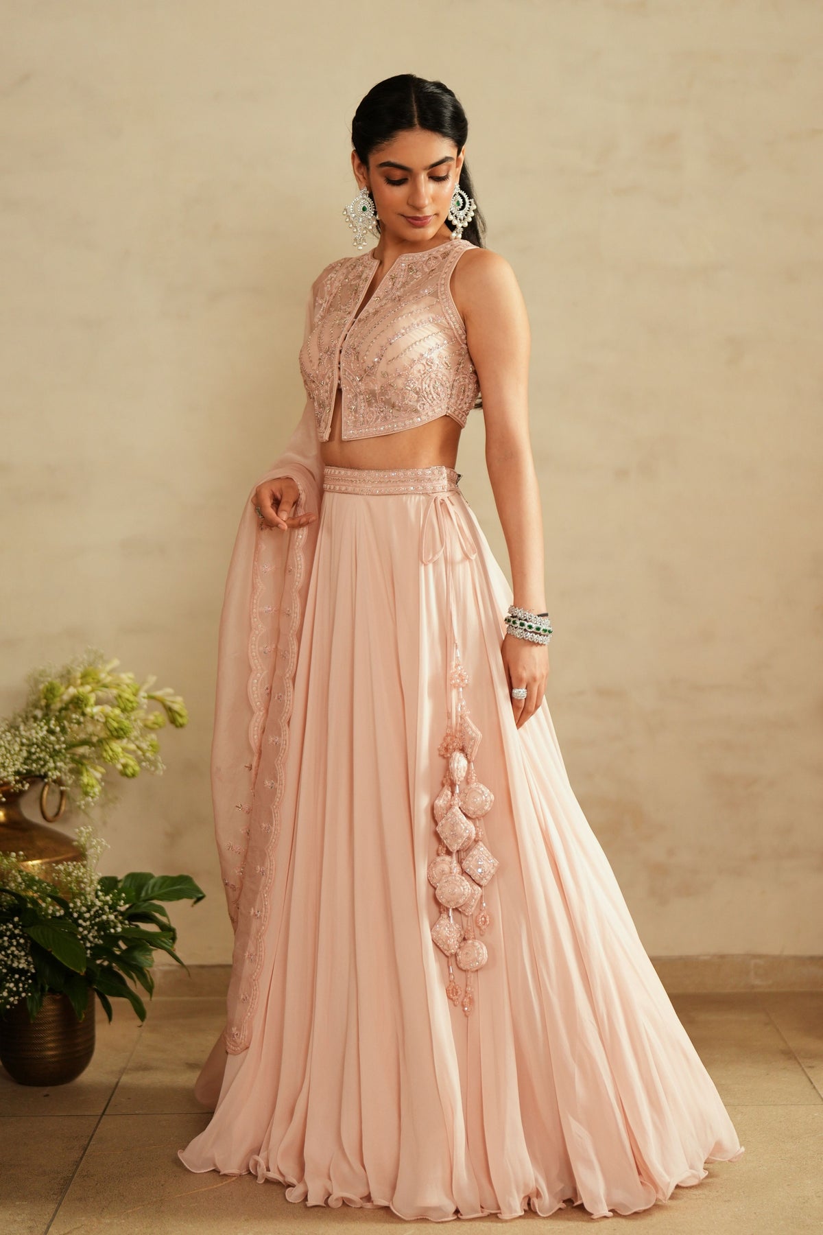 Pastel Pink Jacket Lehenga Set