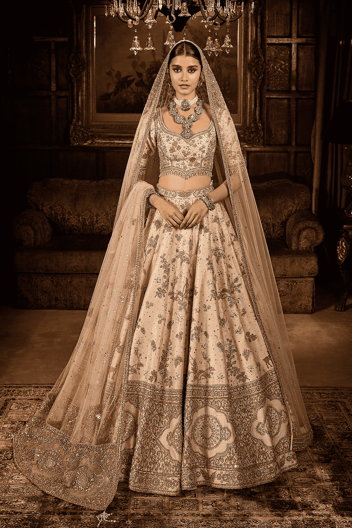 Masai Landscape Aurum Ekru Lehenga Set