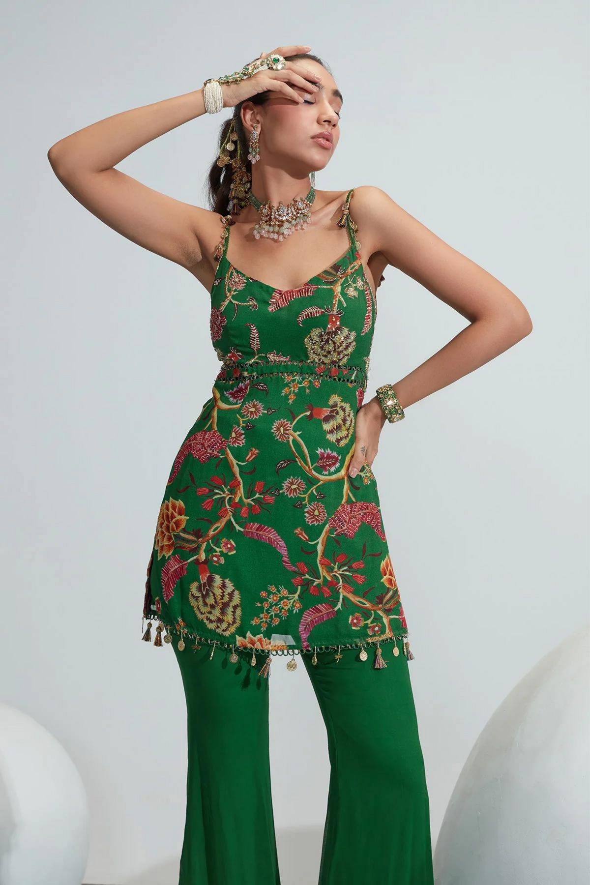 Rania Green Embroidered Kurta Set