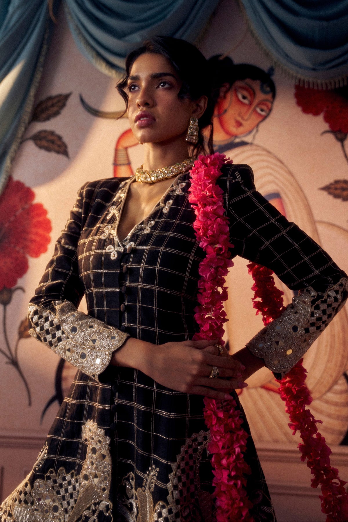 Black Gold Anarkali Set