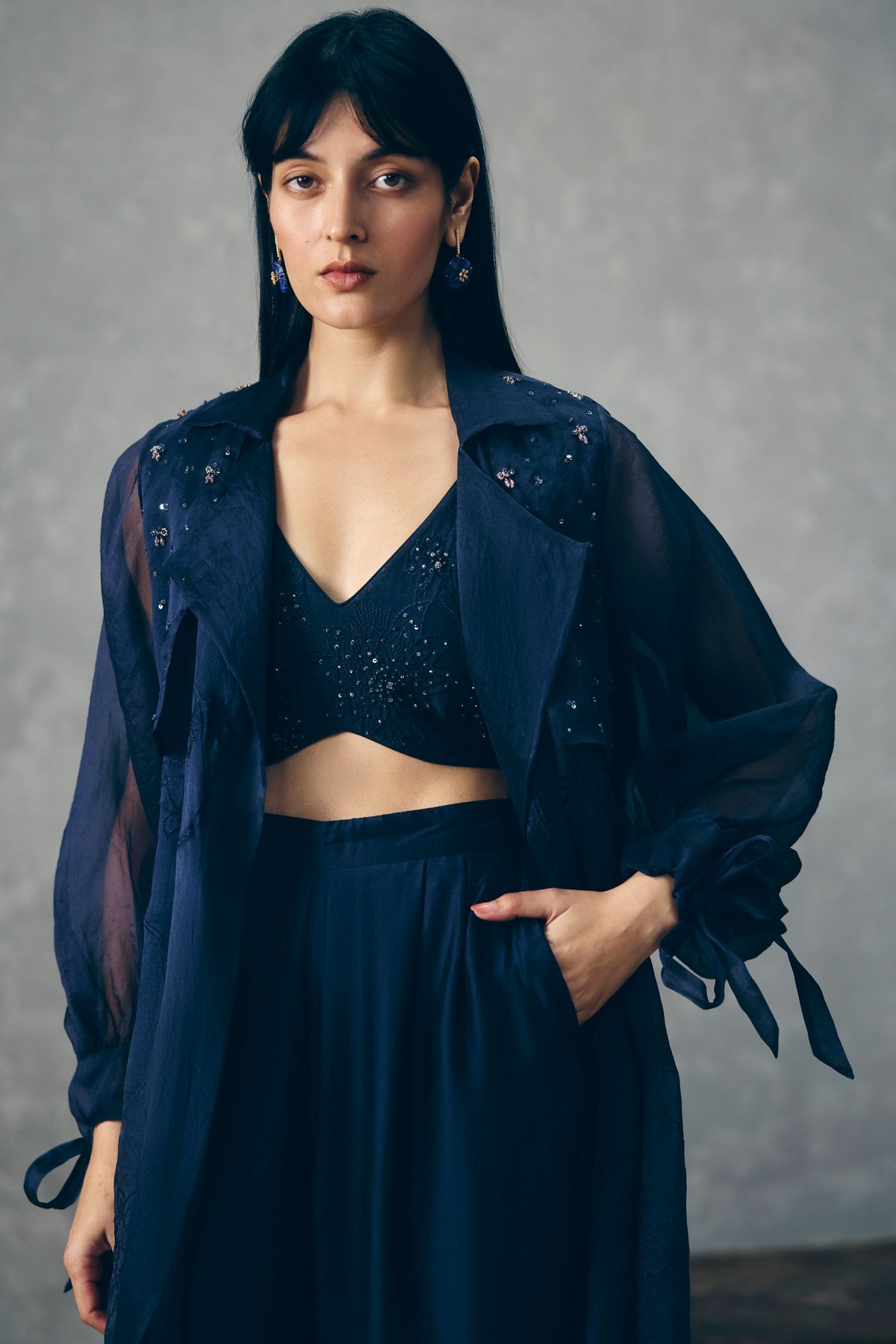 Nami Navy Blue Jacket Set
