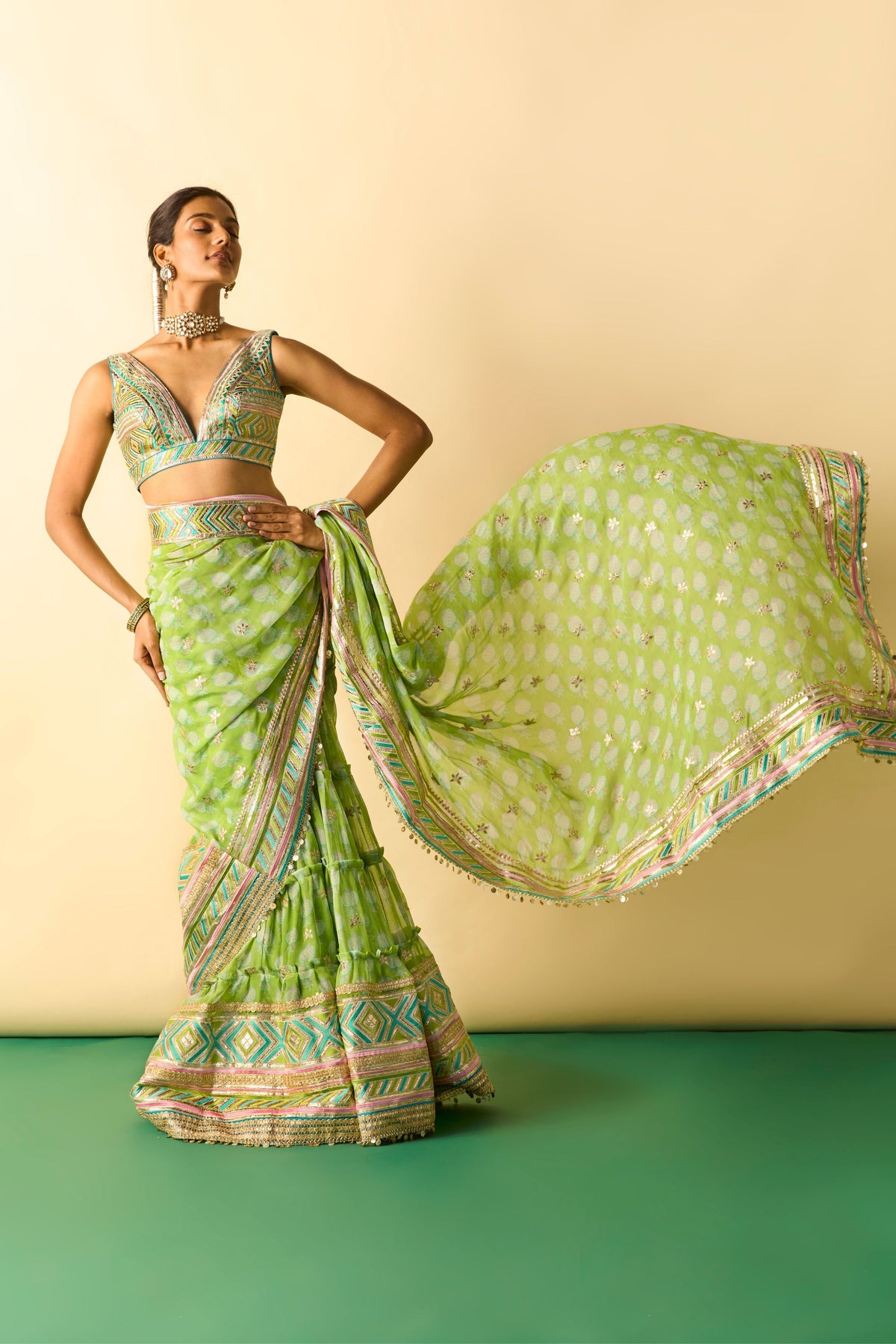 Jasleen Draped Saree Set