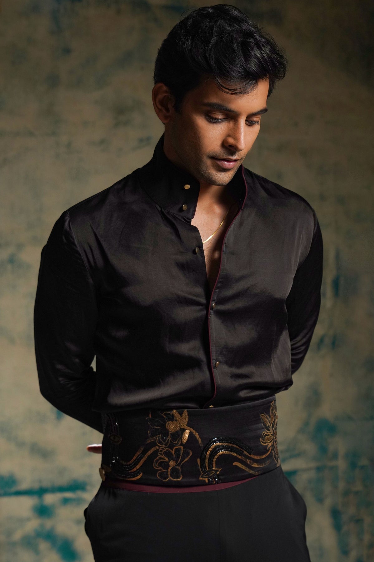 Black And Gold Shrug Set