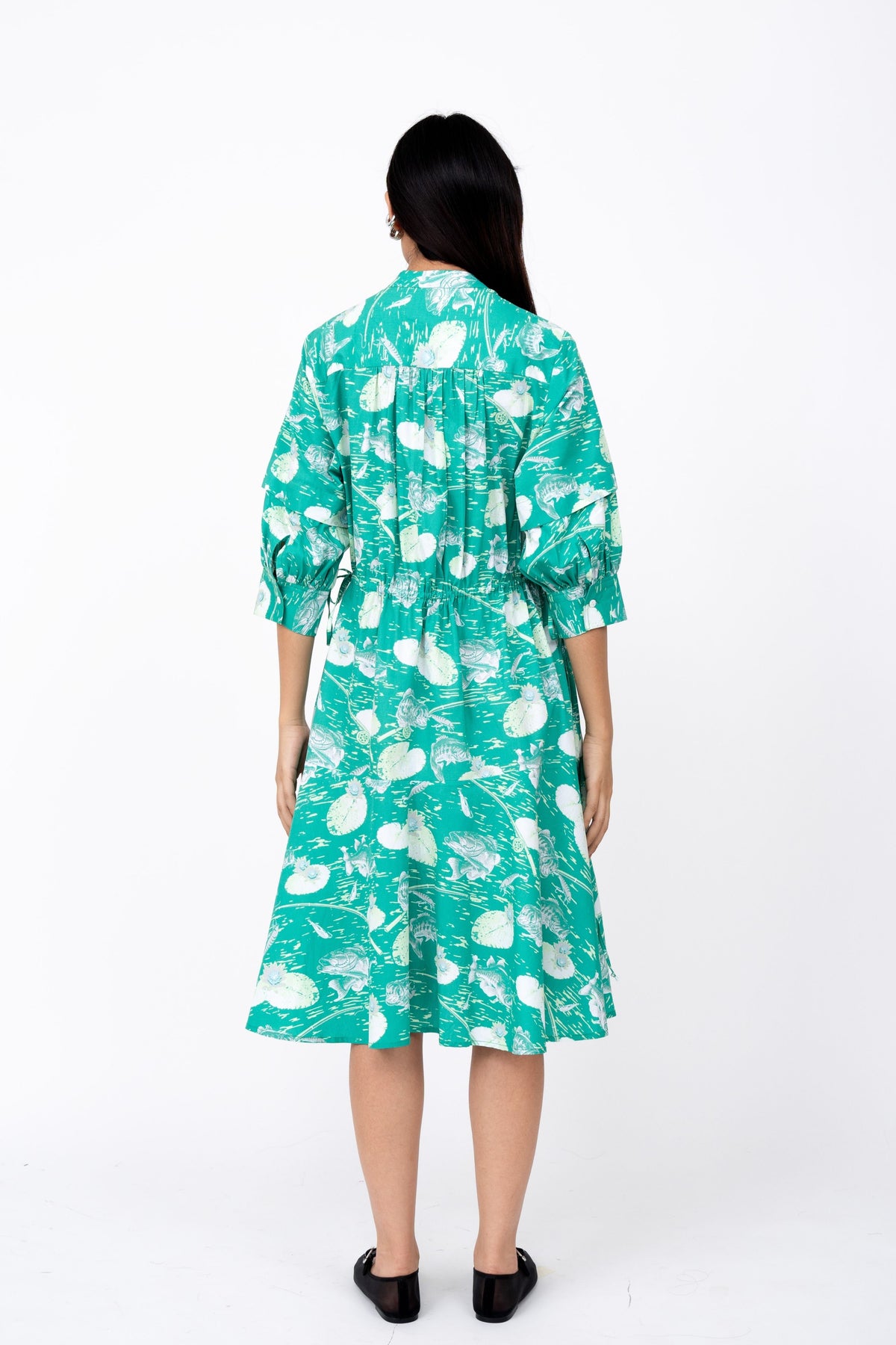 Fisherman Print Draw String Dress