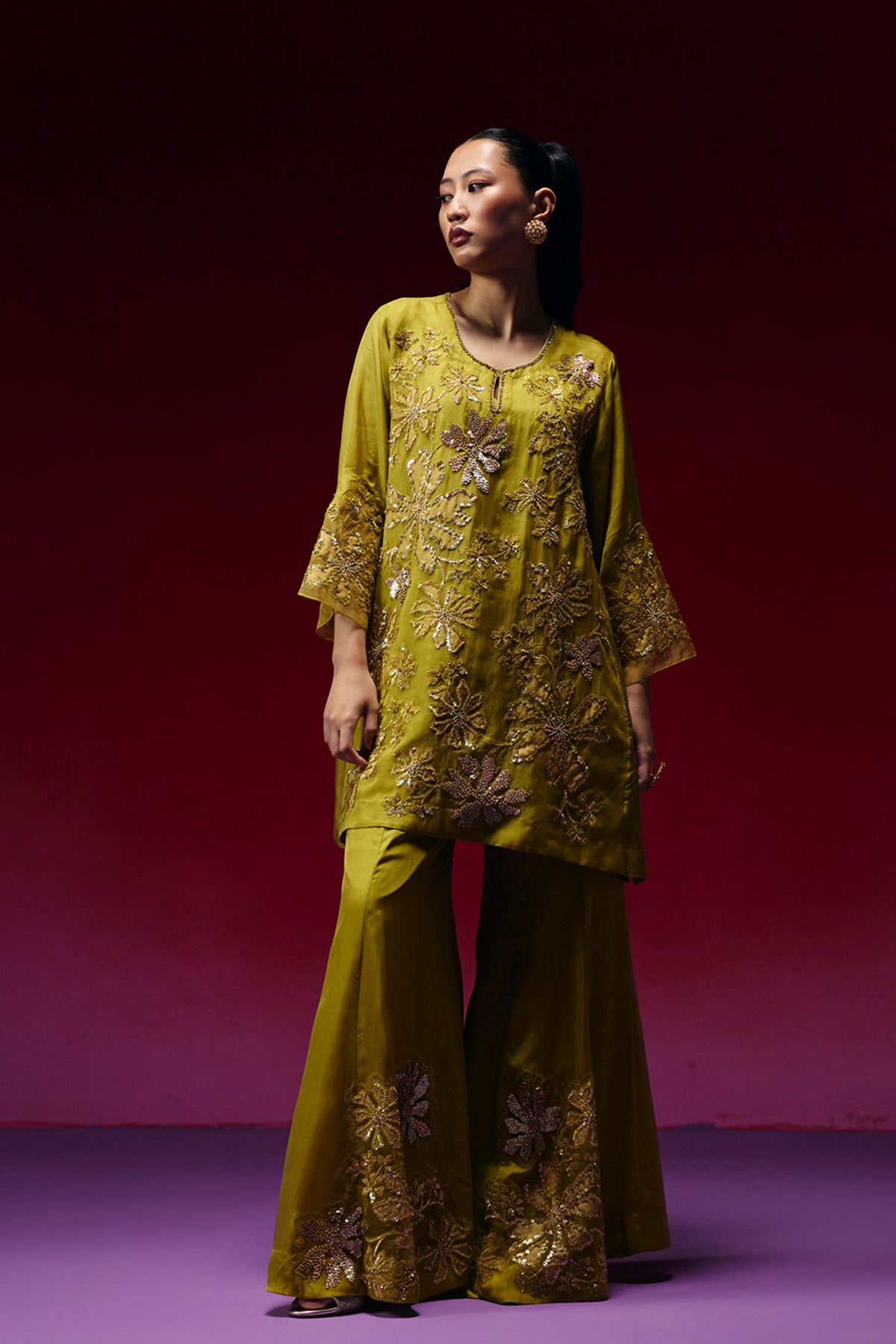 Henna Floral Embellished Sharara Set