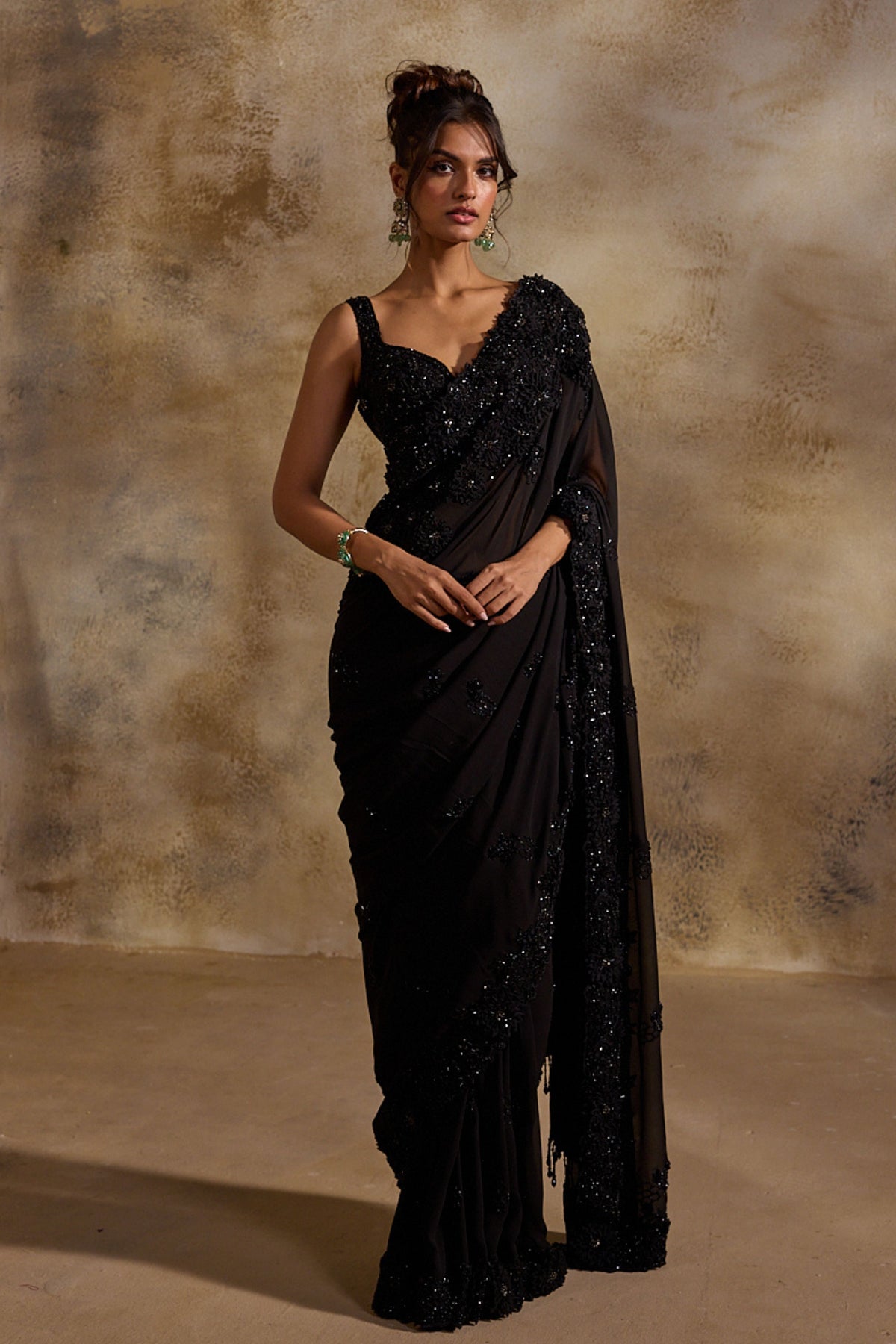 Black Sequins Saree